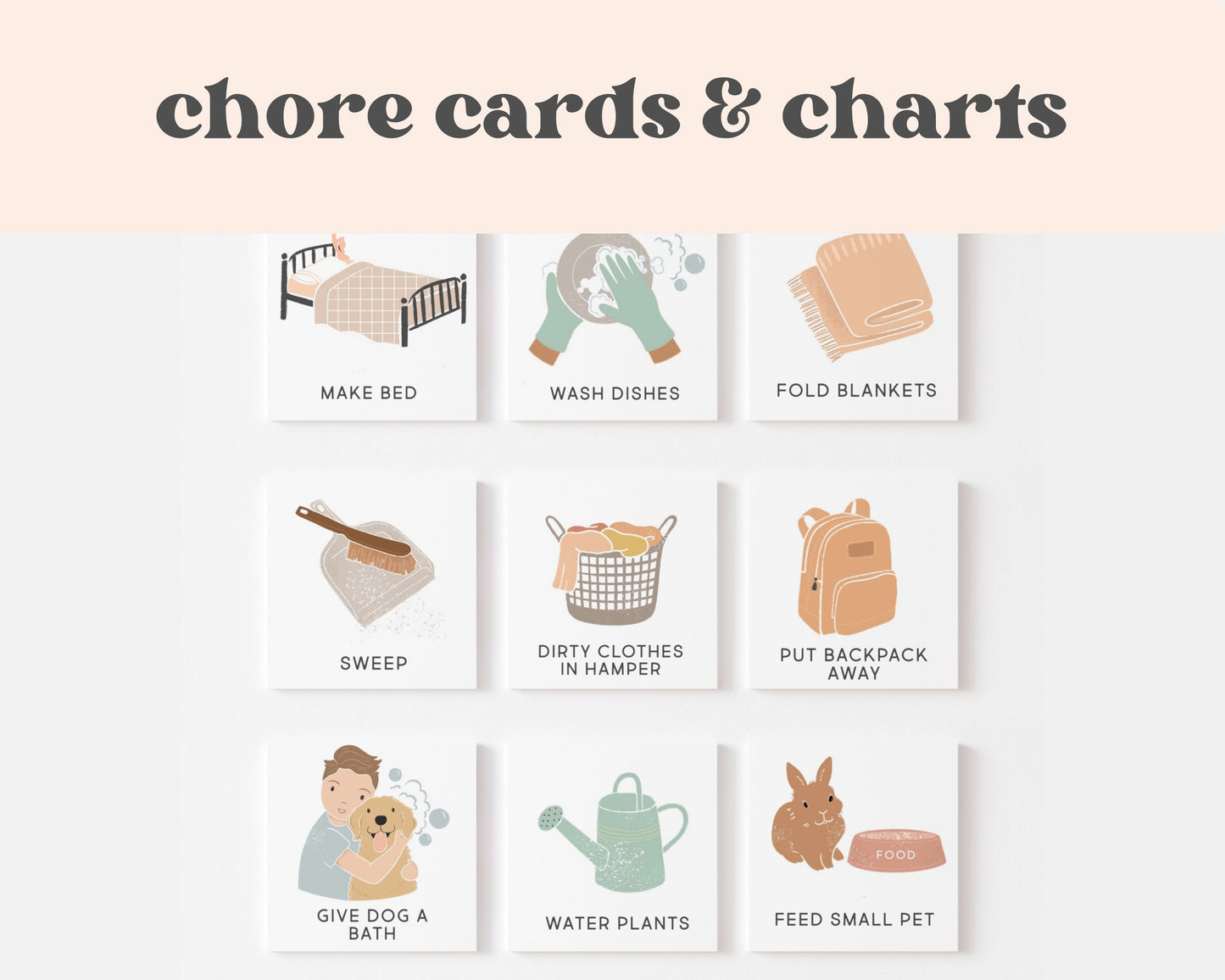 Chore Cards & Chart | Digital Download | Editable
