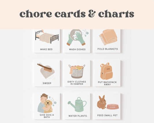 Chore Cards & Chart | Digital Download | Editable