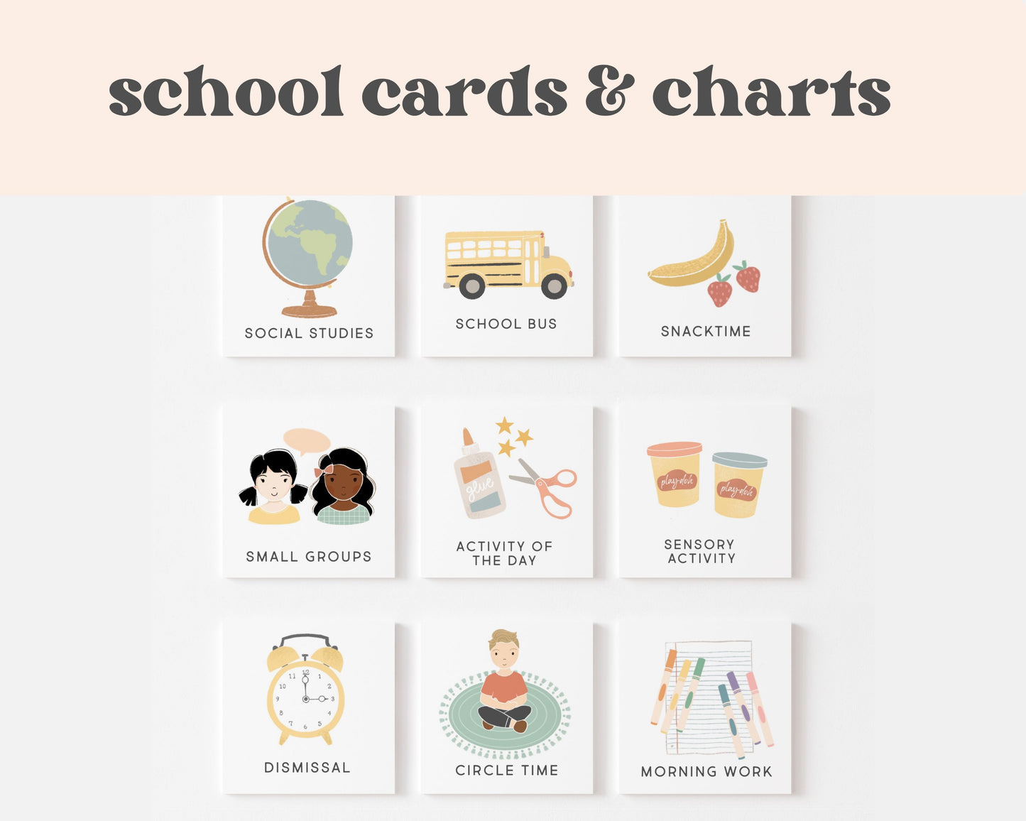 School Routine Cards & Chart | Digital Download | Editable