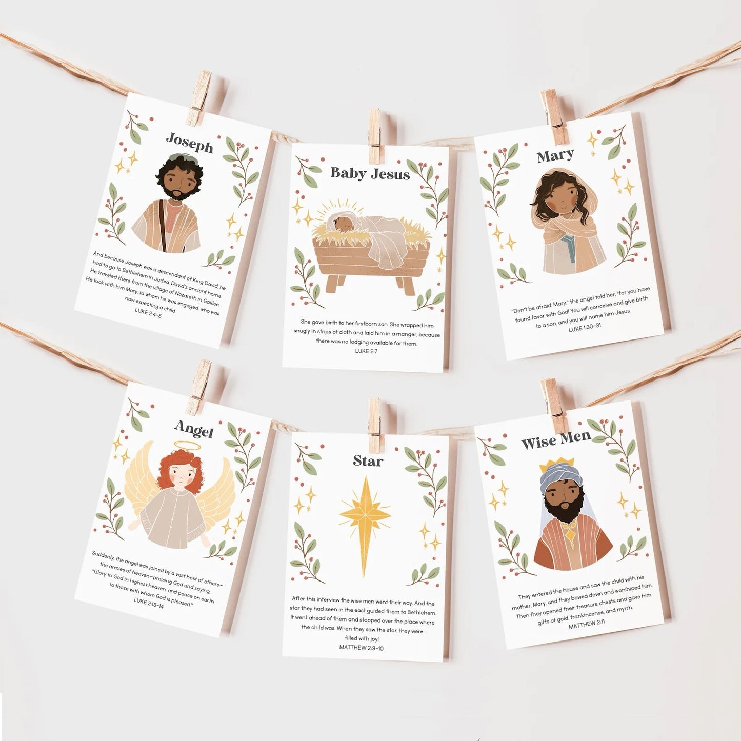 Christmas Nativity Advent Scripture Cards & Paper Doll Set | Digital Download | Editable