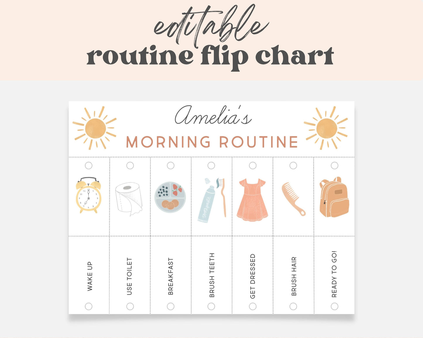Morning & Evening Routine Flip Chart, Editable Visual Schedule | Kindergarten Preschool Homeschool Printable | Montessori Custom Routine