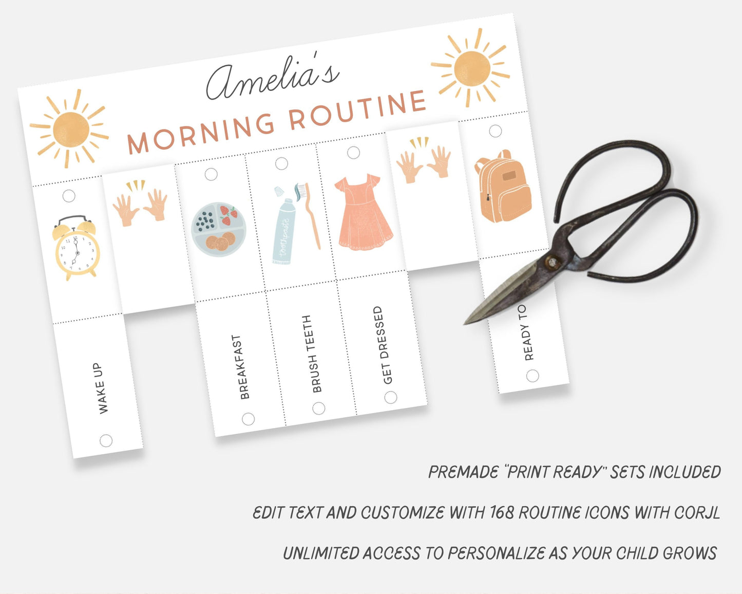 Morning & Evening Routine Flip Chart, Editable Visual Schedule | Kindergarten Preschool Homeschool Printable | Montessori Custom Routine