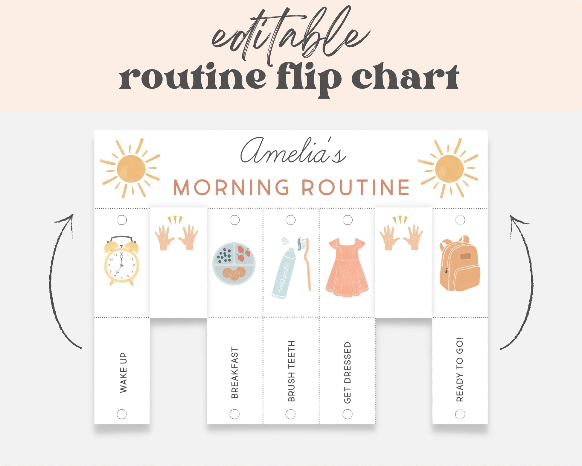 Morning & Evening Routine Flip Chart, Editable Visual Schedule | Kindergarten Preschool Homeschool Printable | Montessori Custom Routine