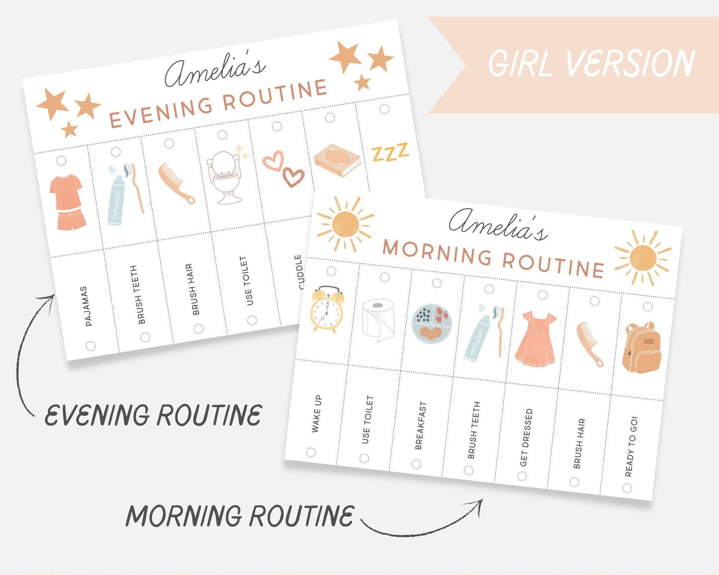 Morning & Evening Routine Flip Chart, Editable Visual Schedule | Kindergarten Preschool Homeschool Printable | Montessori Custom Routine