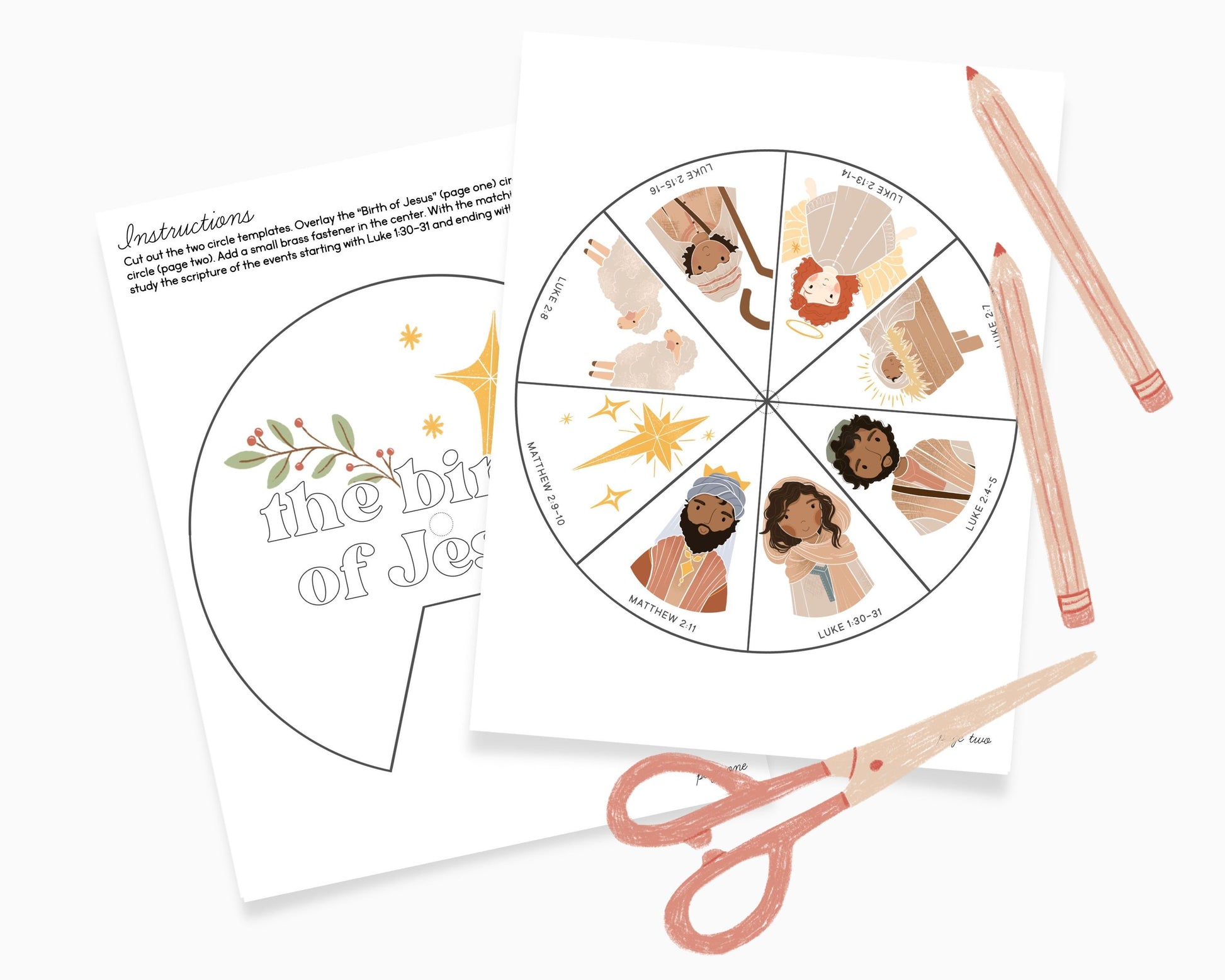 Christmas Story Spinner Wheel Craft Kids, Birth of Jesus Activity, Nativity Craft, Sunday School, Christian Homeschool, Christmas Advent