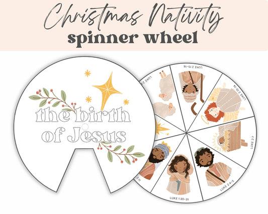 Christmas Story Spinner Wheel Craft Kids, Birth of Jesus Activity, Nativity Craft, Sunday School, Christian Homeschool, Christmas Advent