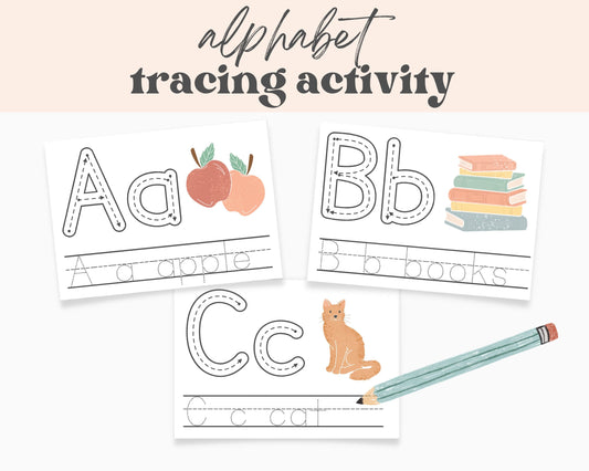 Alphabet ABC Tracing Cards, Phonics Activity, Preschool Kindergarten Homeschool, Handwriting Letter Tracing Practice, Flash Cards, ABC Sheet