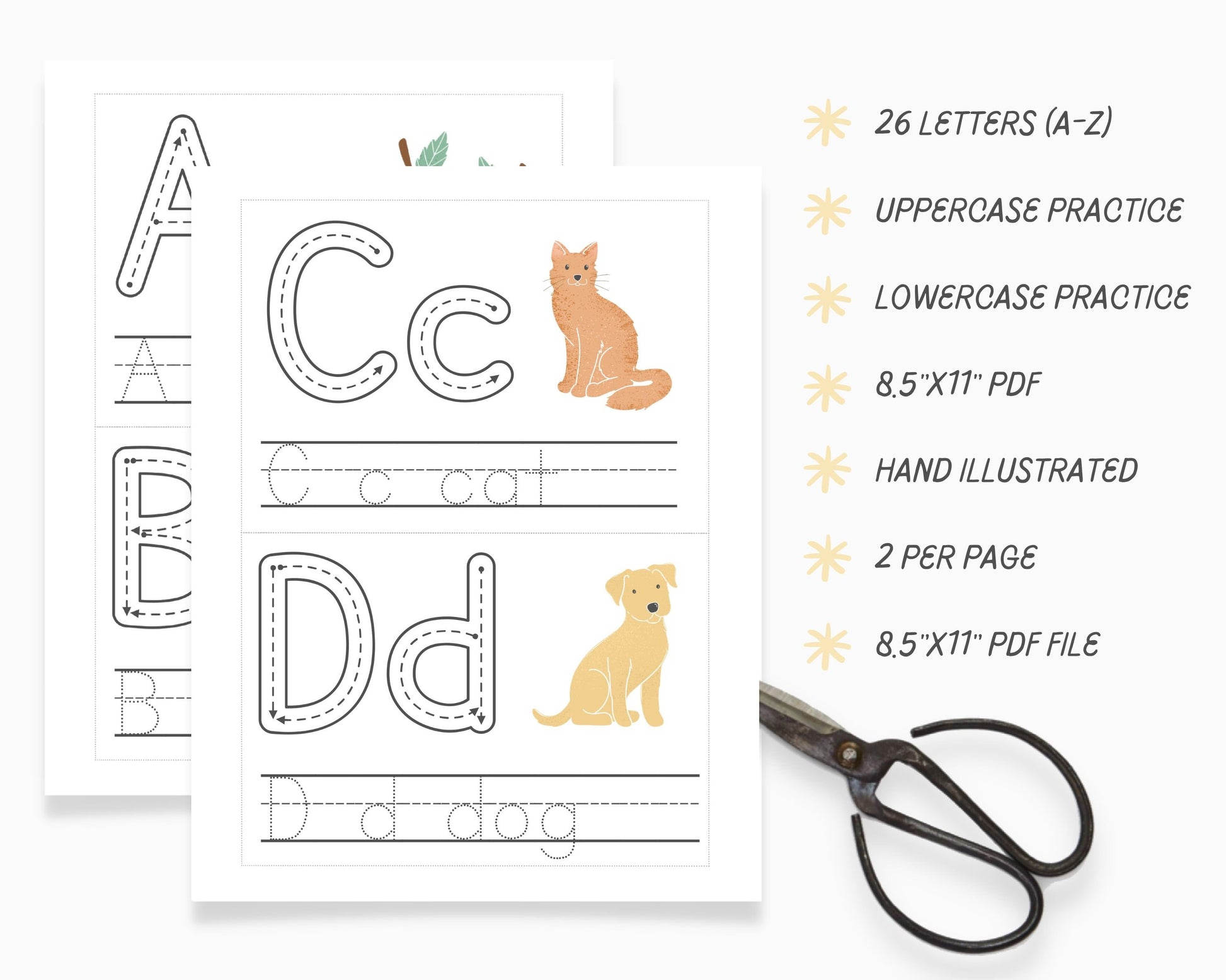 Alphabet ABC Tracing Cards, Phonics Activity, Preschool Kindergarten Homeschool, Handwriting Letter Tracing Practice, Flash Cards, ABC Sheet