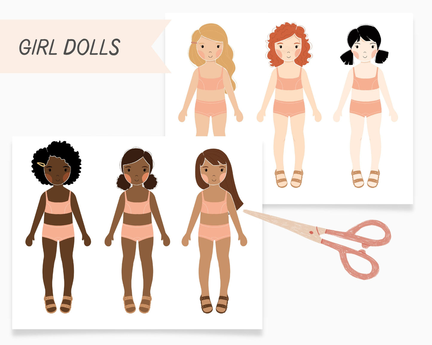 Paper Dolls Homestead Homeschool Collection, Kindergarten Activity, Farm & Baking, Paper Cut Out Printable Dolls Craft, Morning Basket Pre K