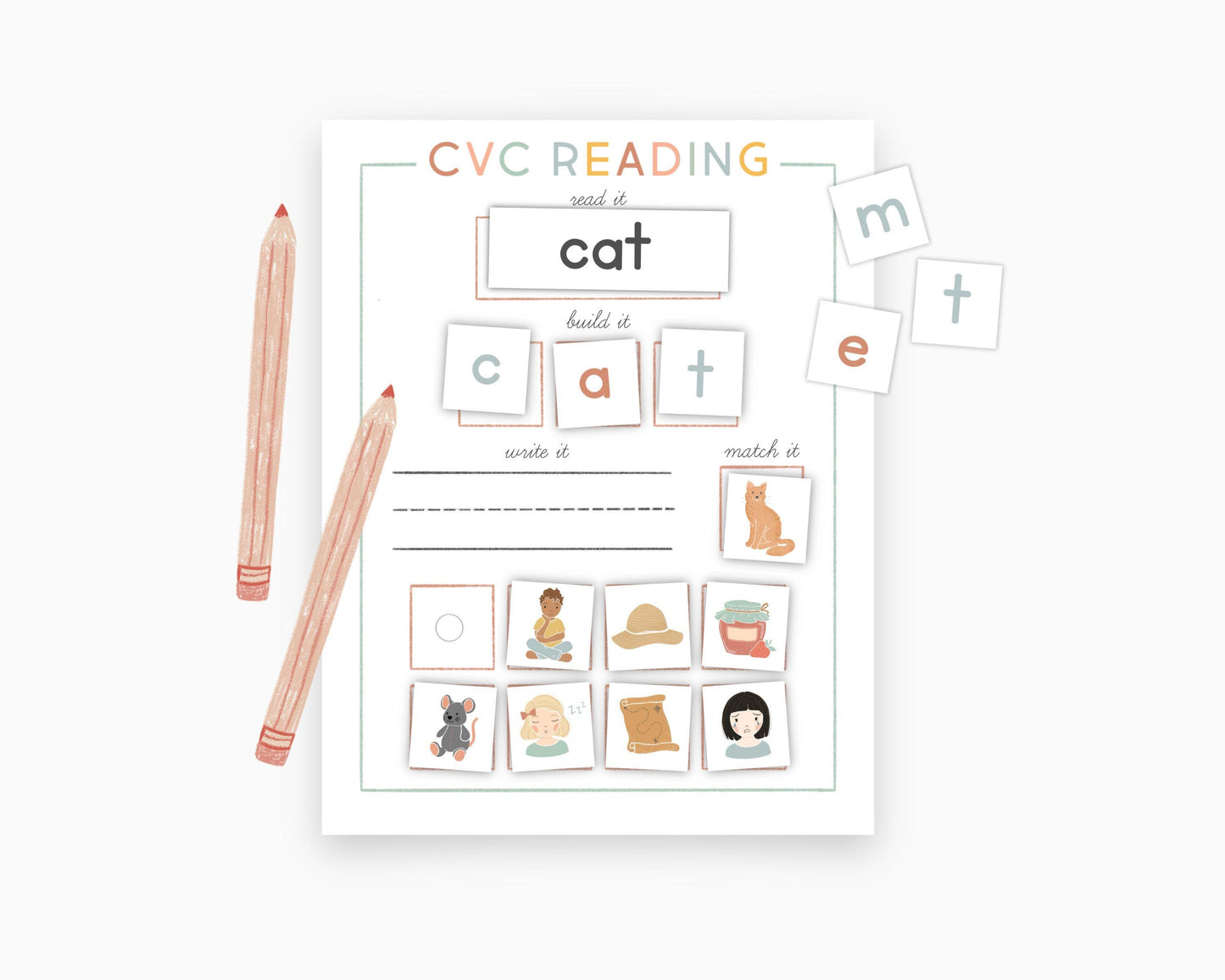 CVC Activity, Phonics Lesson, Kindergarten Reading, CVC Word Building, Writing Practice, Homeschool, Learn to Read, Short Letter A Words
