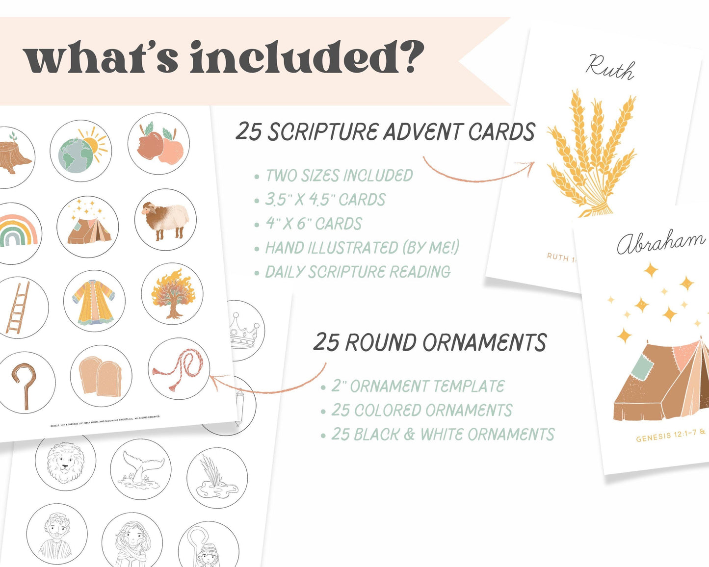 Jesse Tree Christmas Advent Activity, Scripture Cards and Ornaments, Family Christ Centered Christmas Countdown | Download PRINTABLE
