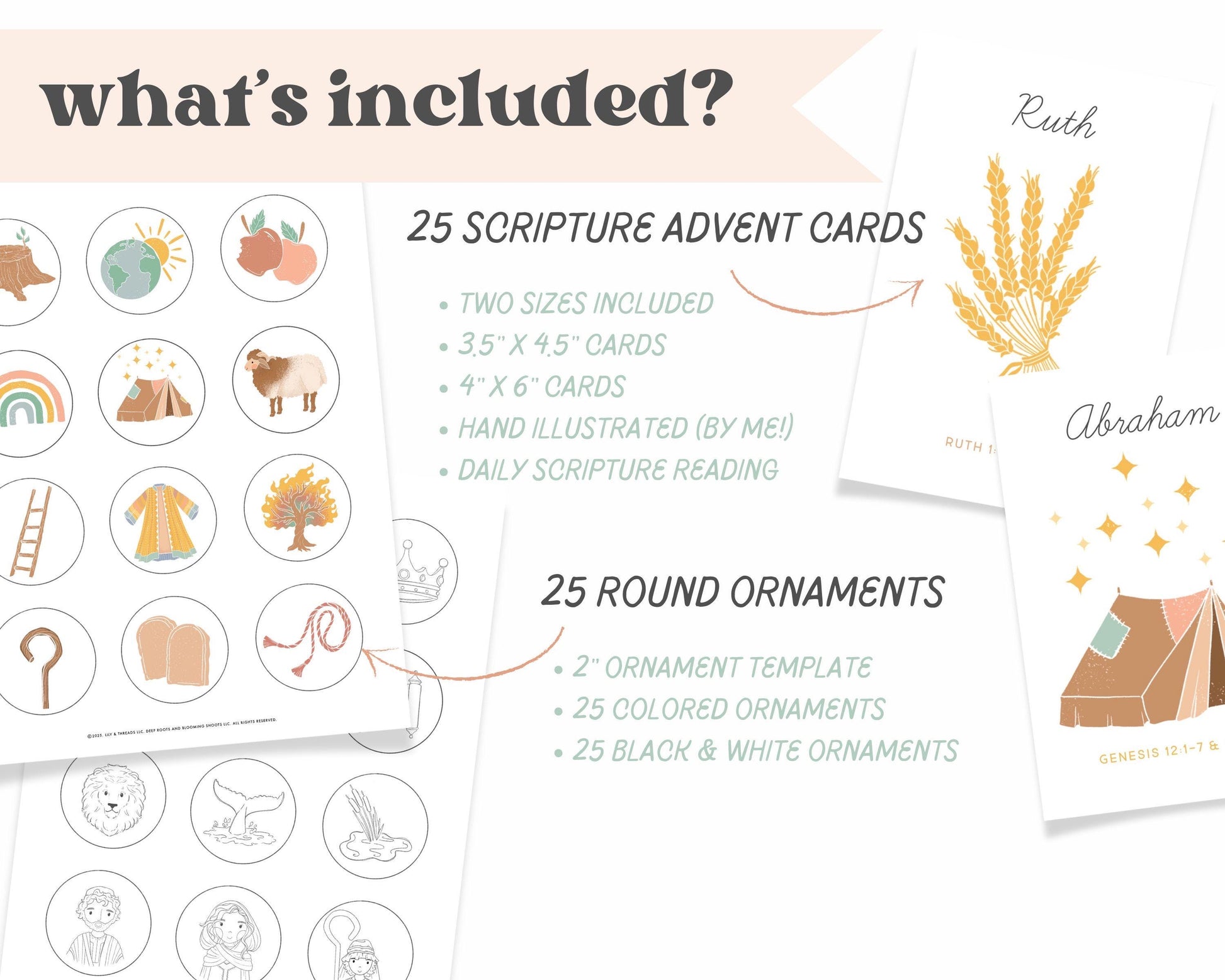 Jesse Tree Christmas Advent Activity, Scripture Cards and Ornaments, Family Christ Centered Christmas Countdown | Download PRINTABLE