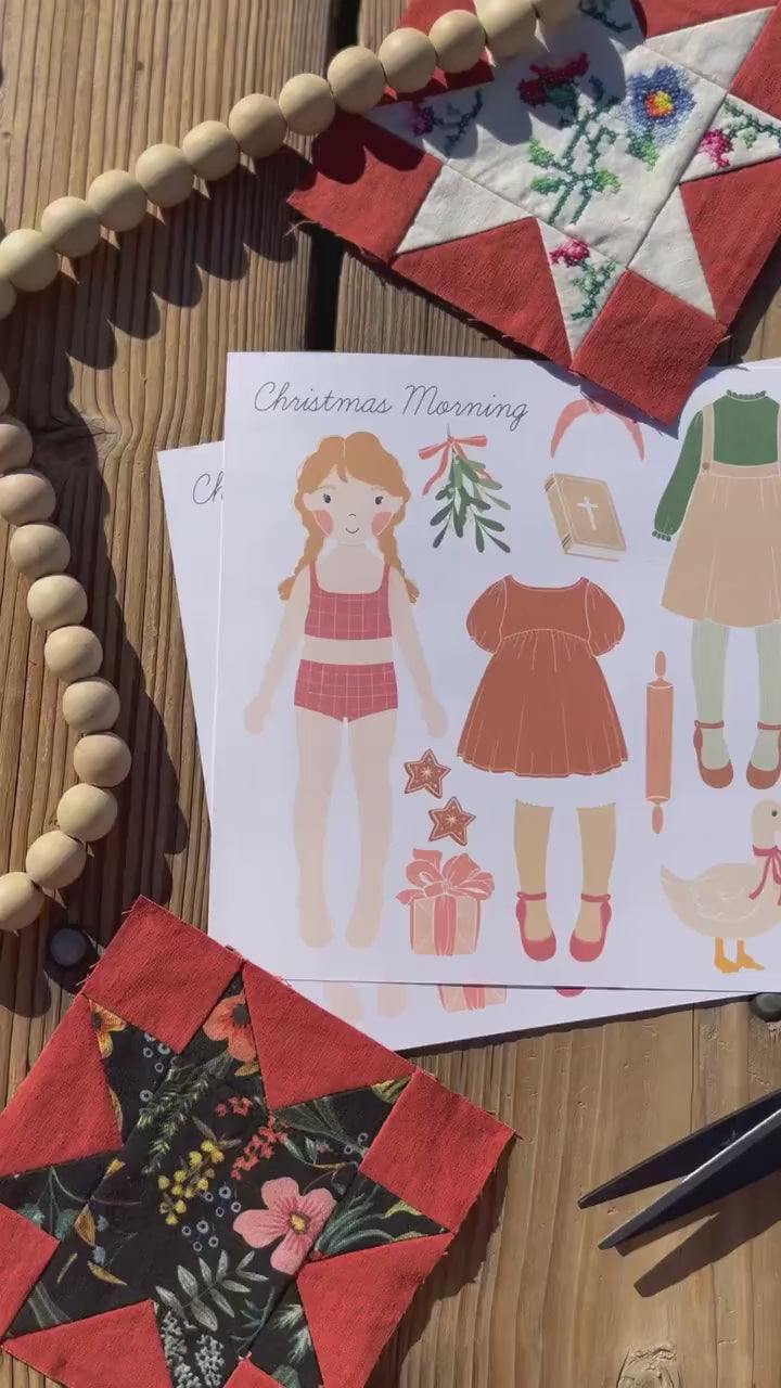 Christmas Paper Doll Kit Printable Activity Craft, Stocking Stuffer Little Girl, Homemade Christmas Gift, Vintage Inspired Paper Doll