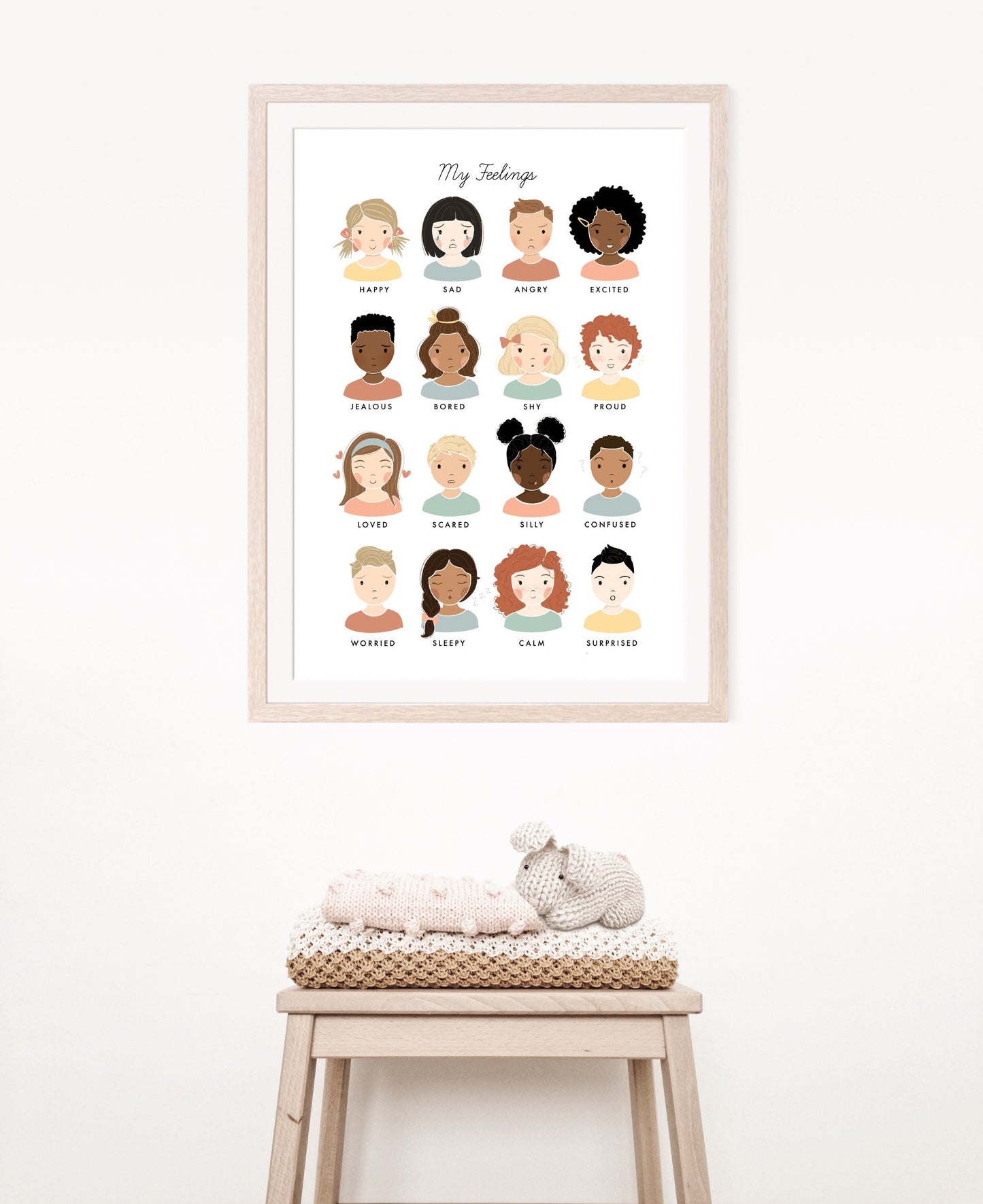 My Feelings Chart Illustration Artwork Poster| Calming Corner, Montessori, Education, Nursery, Classroom Decor | Download Printable Art |