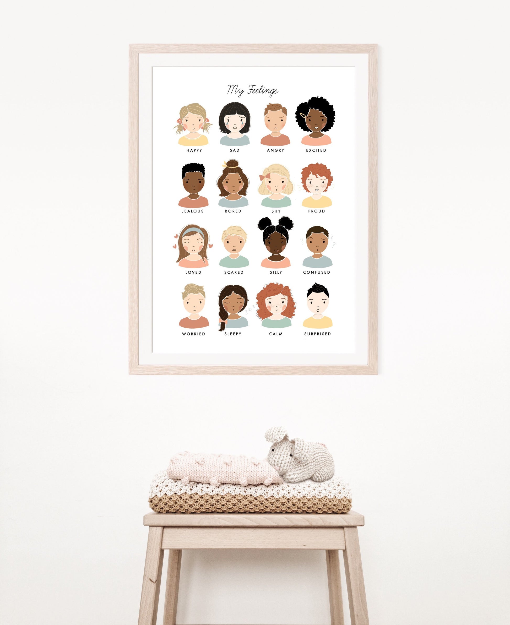 My Feelings Chart Illustration Artwork Poster| Calming Corner, Montessori, Education, Nursery, Classroom Decor | Download Printable Art |