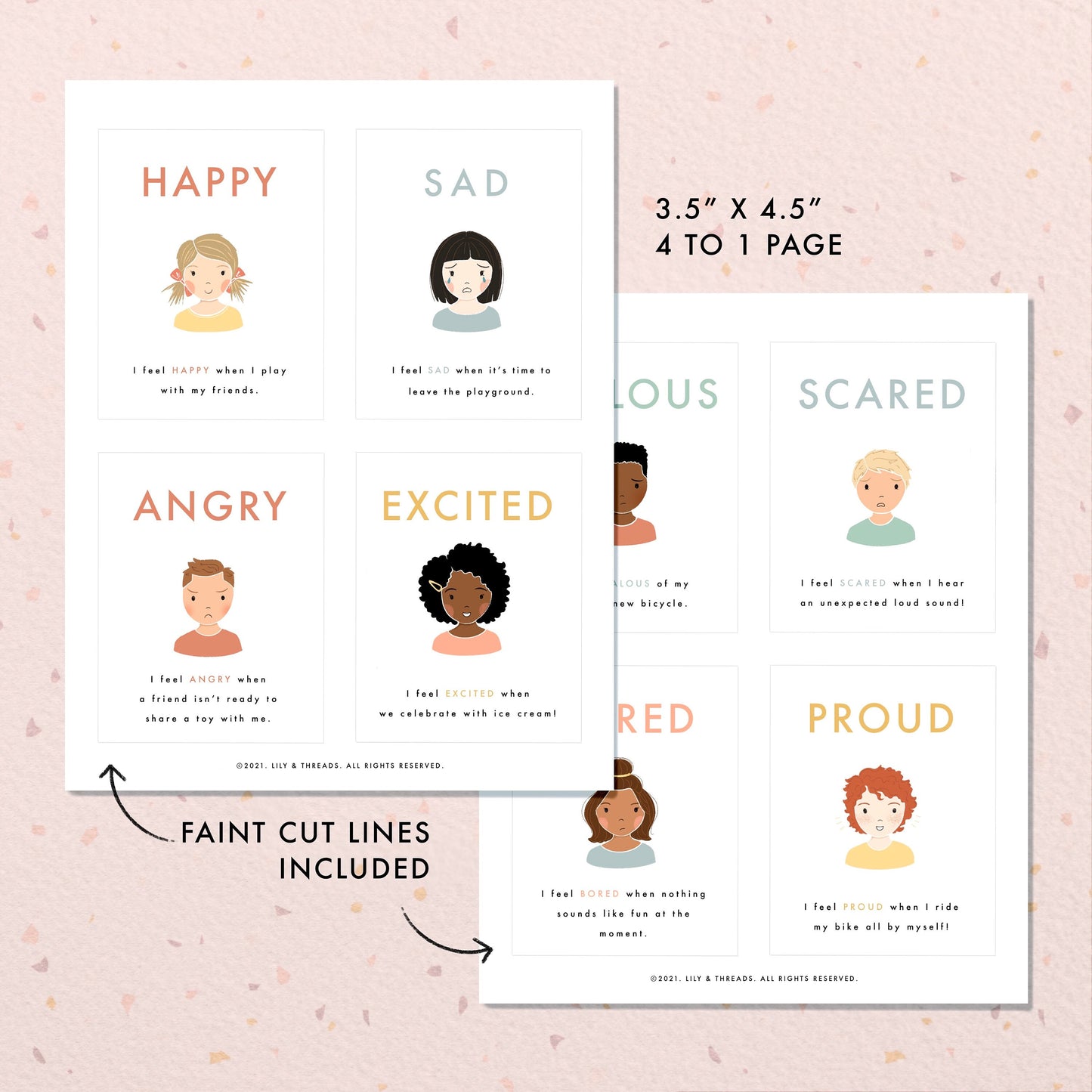 20 Feelings & Emotions Flash Cards | Calming Corner, Montessori, Education, Nursery, Classroom Poster| Download PRINTABLE Art