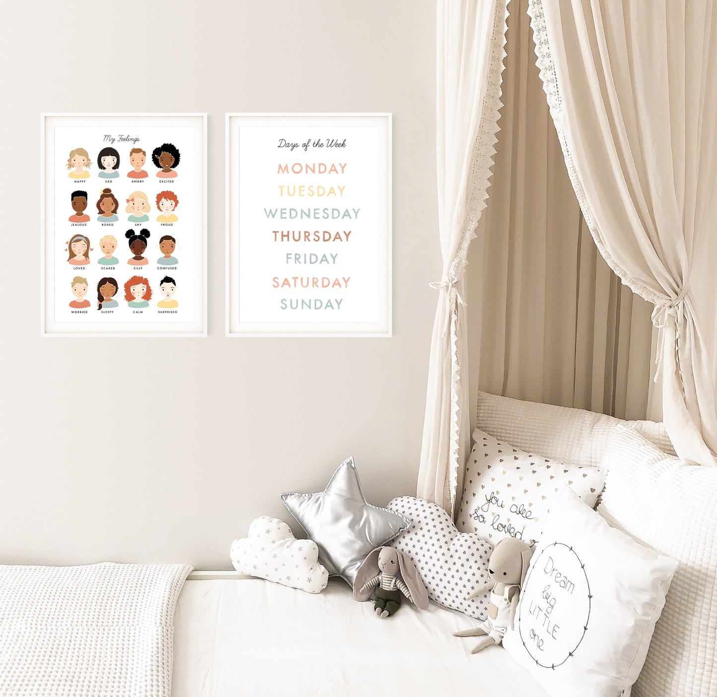 Weekdays Chart Illustration Artwork Print Poster| Calming Corner, Montessori, Education, Nursery, Classroom Poster| Download Printable Art |