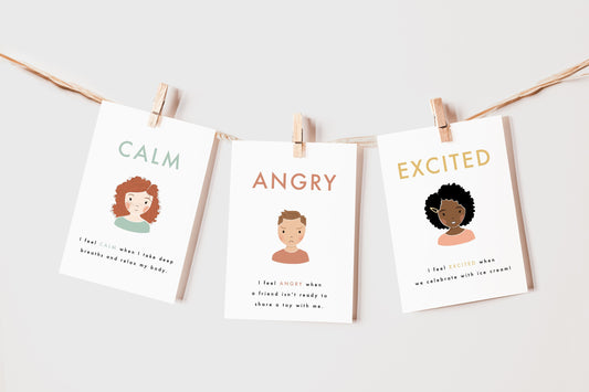 20 Feelings & Emotions Flash Cards | Calming Corner, Montessori, Education, Nursery, Classroom Poster| Download PRINTABLE Art