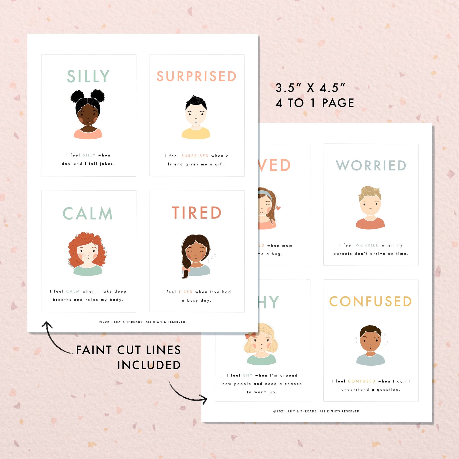 20 Feelings & Emotions Flash Cards | Calming Corner, Montessori, Education, Nursery, Classroom Poster| Download PRINTABLE Art