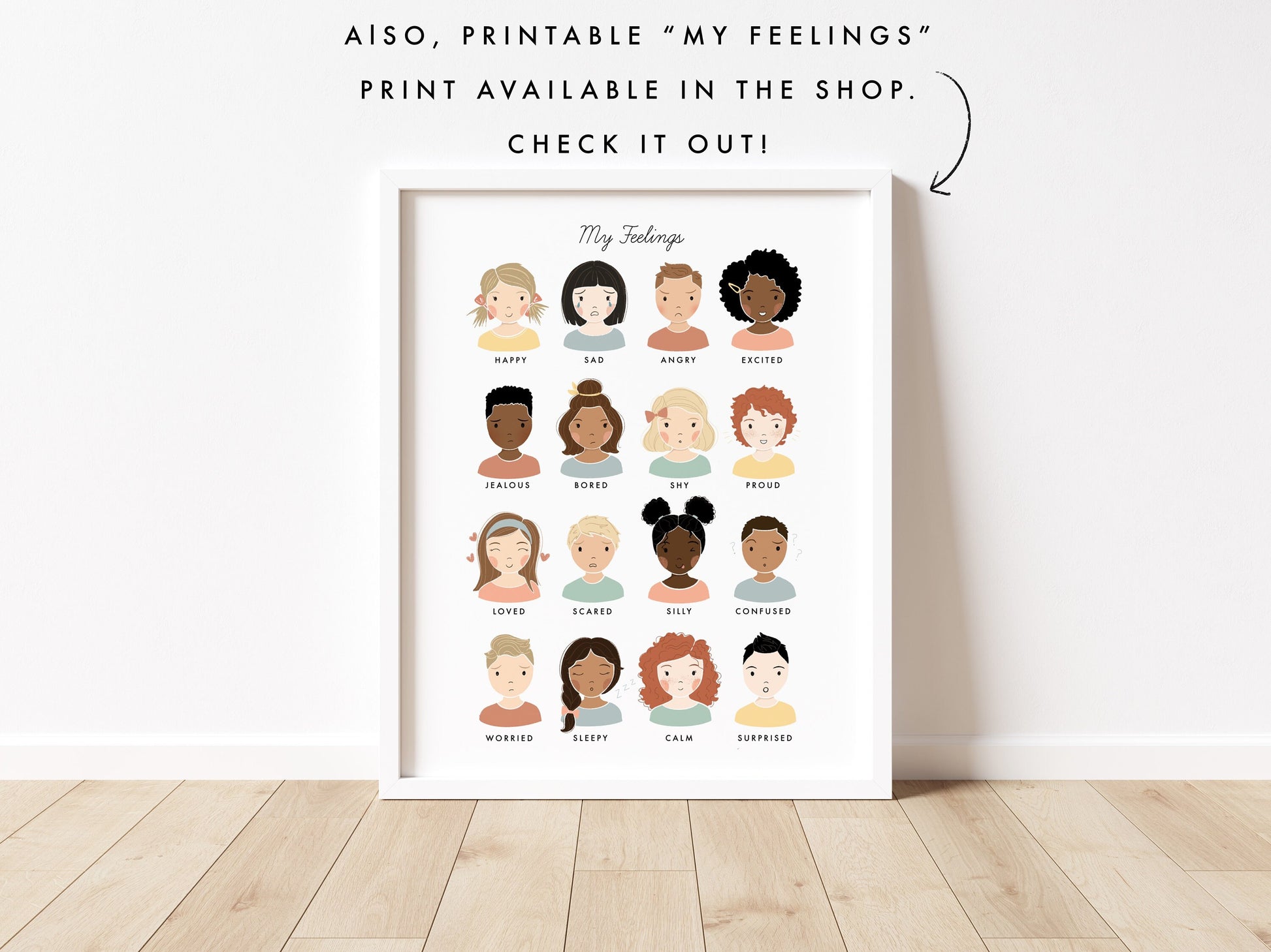 20 Feelings & Emotions Flash Cards | Calming Corner, Montessori, Education, Nursery, Classroom Poster| Download PRINTABLE Art