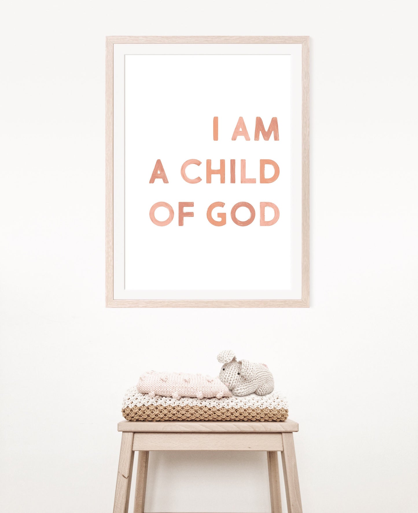 I Am A Child Of God Blush Artwork Poster| Calming Corner, Montessori, Bible Jesus Christian Kids, Nursery, Church| Download Printable Art