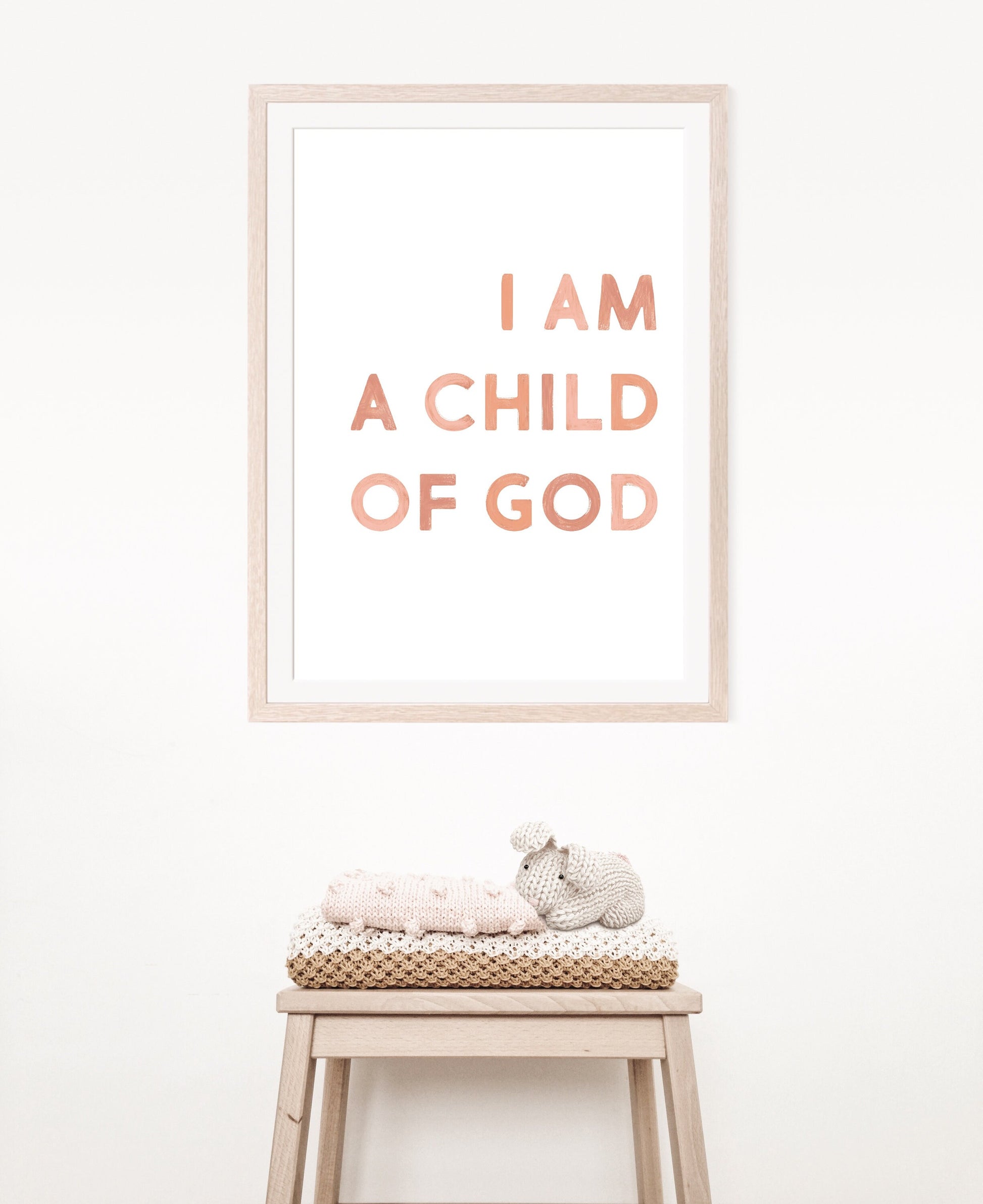 I Am A Child Of God Blush Artwork Poster| Calming Corner, Montessori, Bible Jesus Christian Kids, Nursery, Church| Download Printable Art