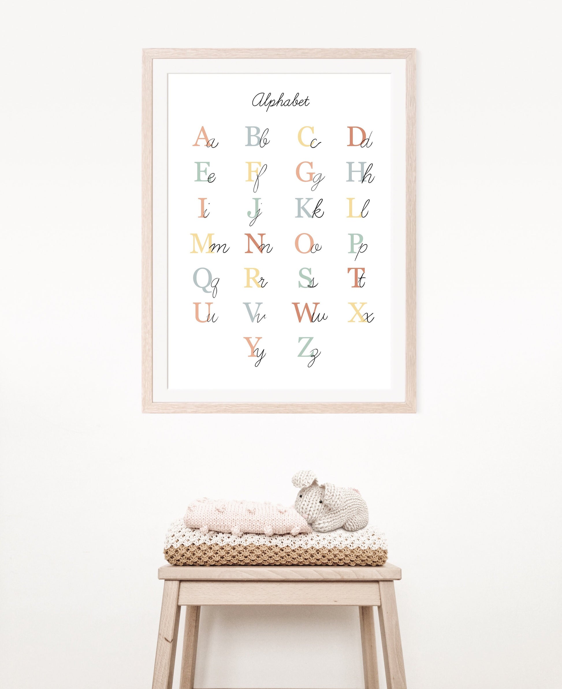 Simple Alphabet Chart Illustration Poster| Calming Corner, Montessori, Education, Nursery, Classroom Poster| Download Printable Art |