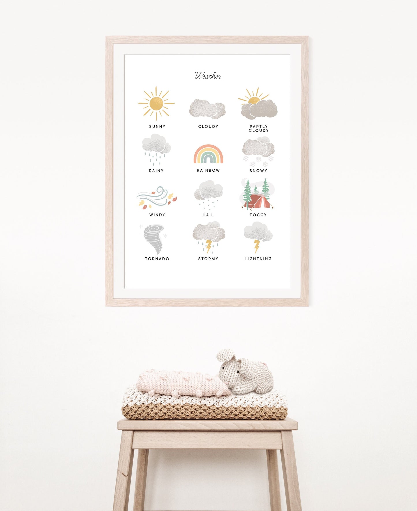 Weather Chart Illustration Artwork Poster| Calming Corner, Montessori, Education, Nursery, Classroom Poster| Download Printable Art |