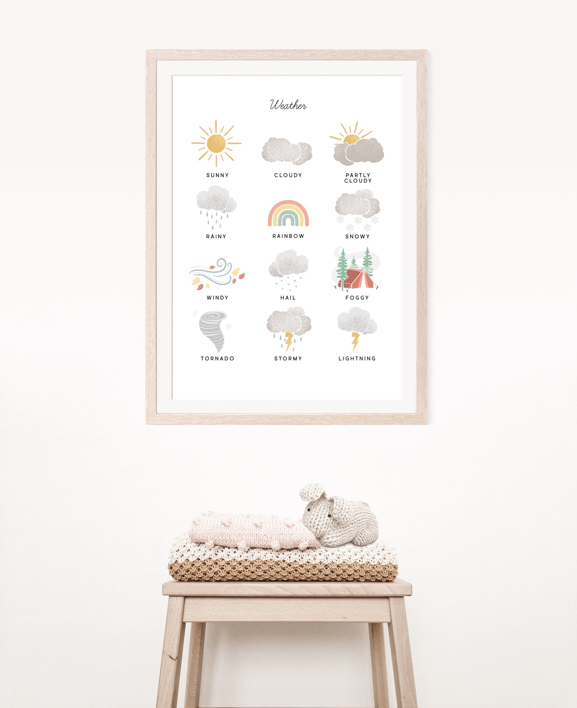Weather Chart Illustration Artwork Poster| Calming Corner, Montessori, Education, Nursery, Classroom Poster| Download Printable Art |