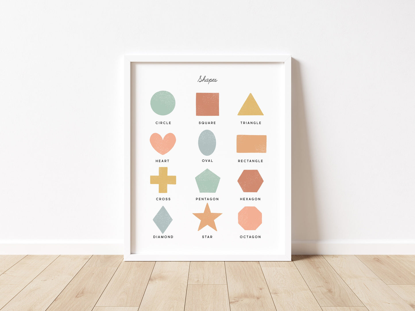 Shapes Chart Illustration Artwork Print Poster| Calming Corner, Montessori, Education, Nursery, Classroom Poster| Download Printable Art |