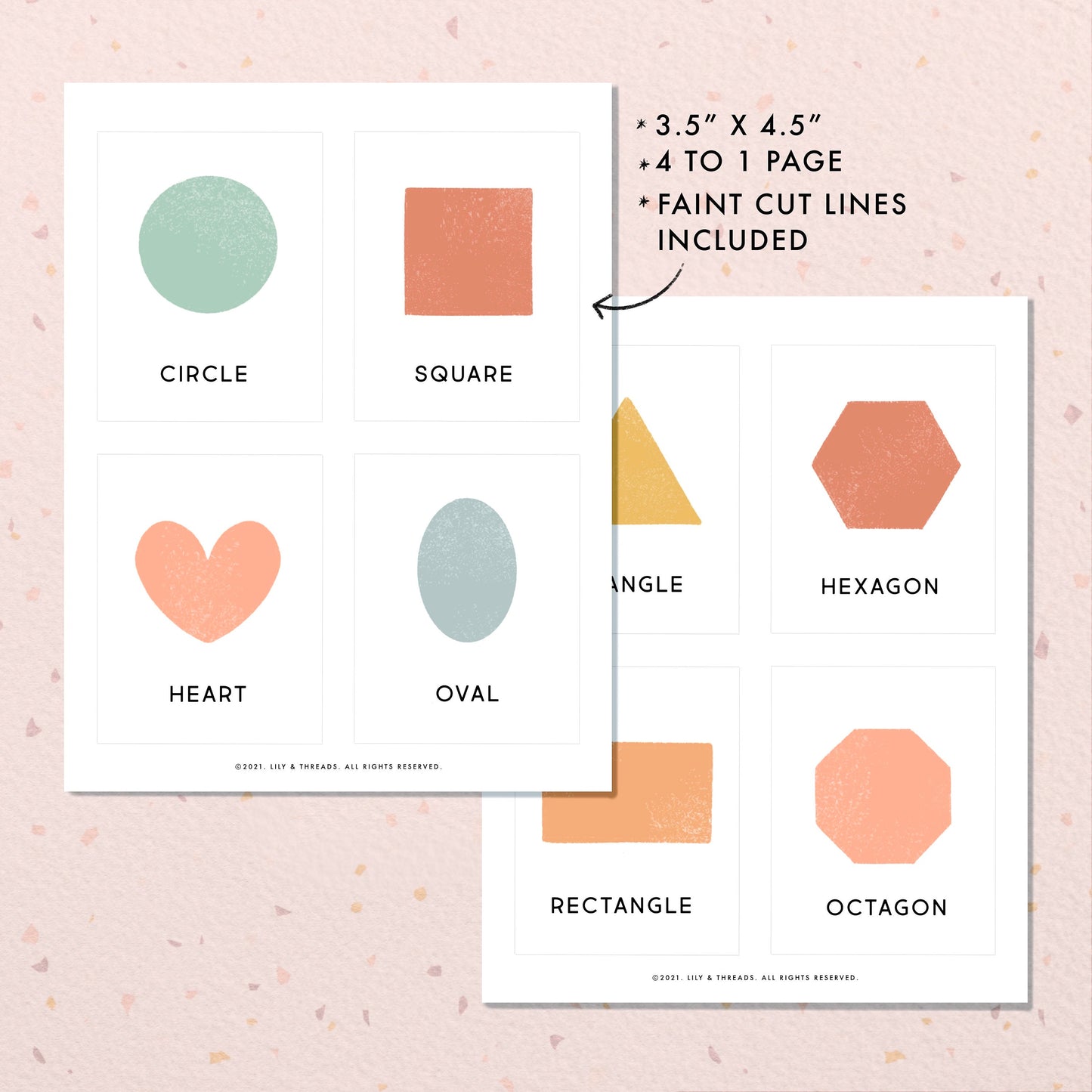 Shapes Flash Cards | Calming Corner, Montessori, Education, Nursery, Classroom Poster| Download PRINTABLE Art | 3.5” x 4.5” | Shapes Digital