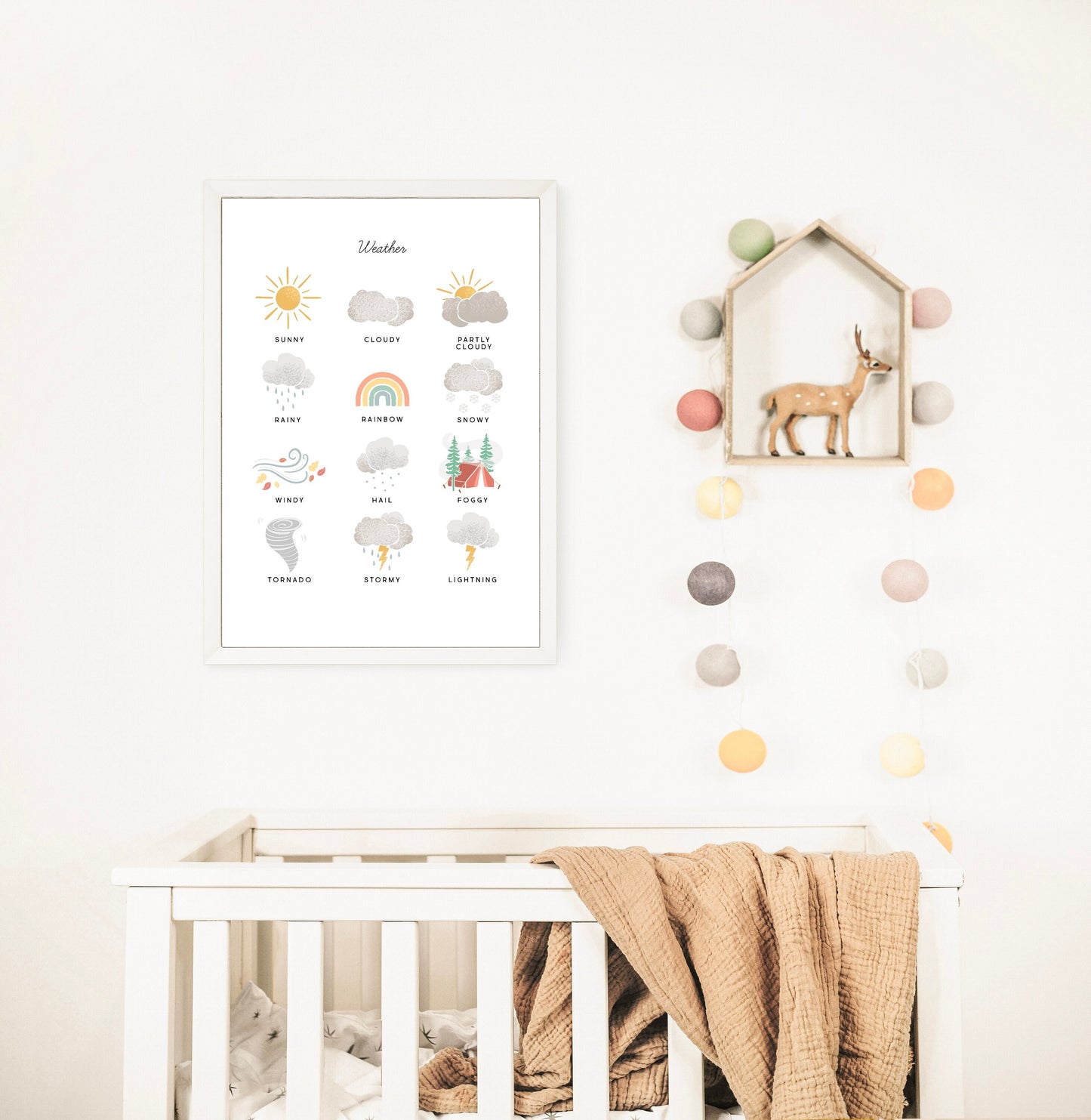 Weather Chart Illustration Artwork Poster| Calming Corner, Montessori, Education, Nursery, Classroom Poster| Download Printable Art |