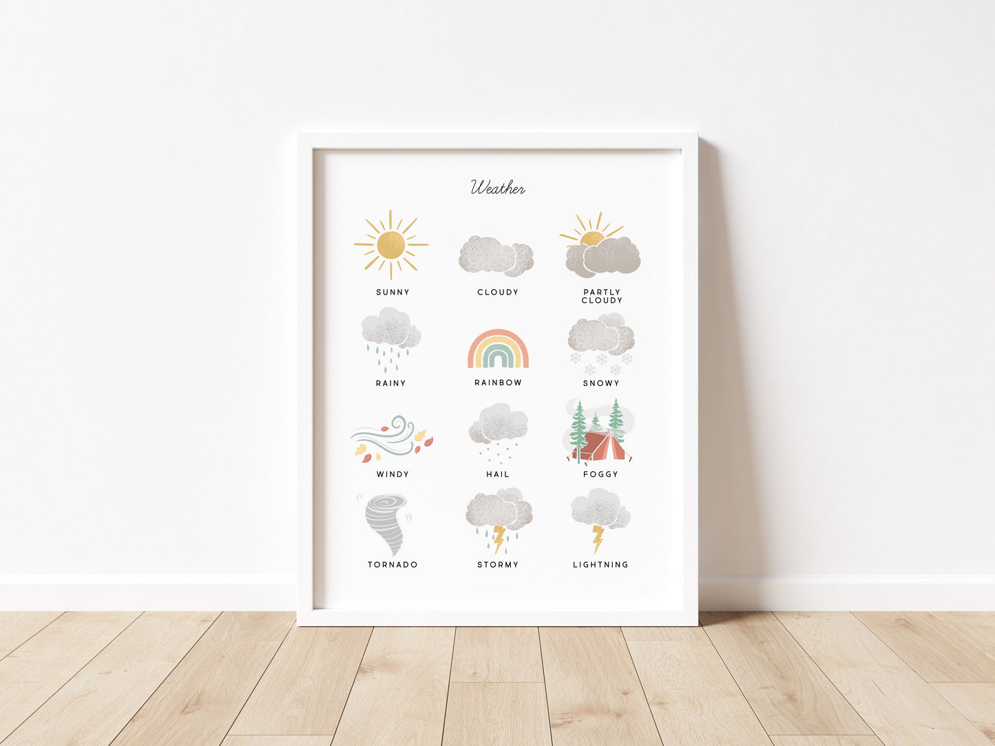 Weather Chart Illustration Artwork Poster| Calming Corner, Montessori, Education, Nursery, Classroom Poster| Download Printable Art |