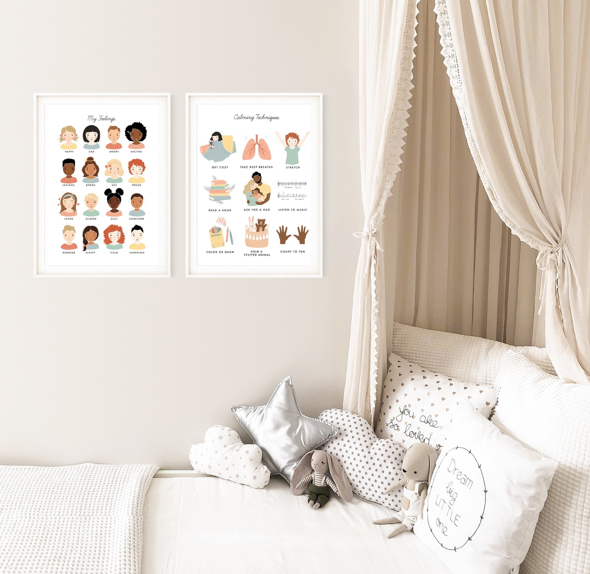 Calming Techniques Chart Illustration Poster| Calming Corner, Montessori, Education, Nursery, Classroom Poster| Download Printable Art |