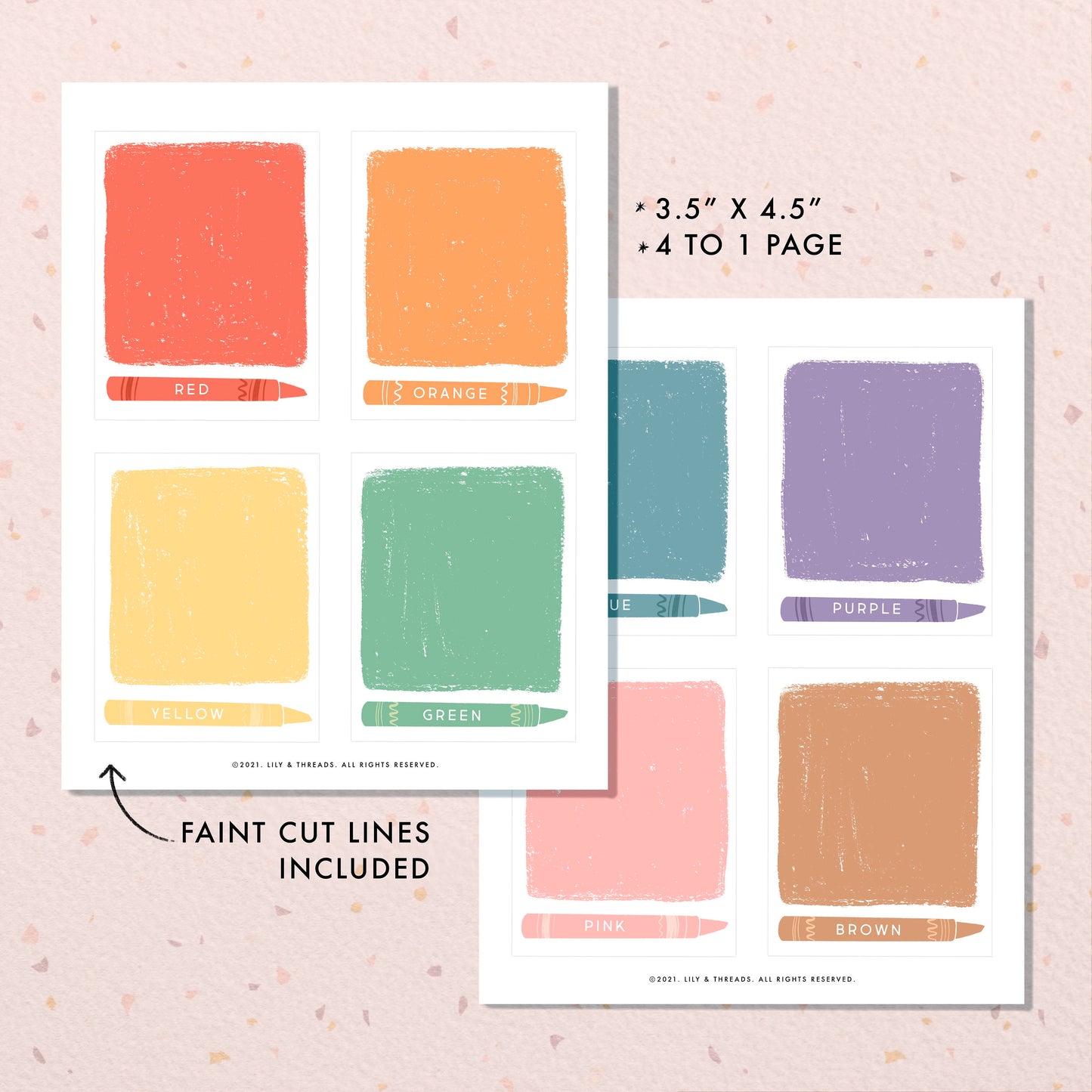 Colors Flash Cards | Calming Corner, Montessori, Education, Nursery, Classroom Poster| Download PRINTABLE Art | 3.5” x 4.5” | Color Digital
