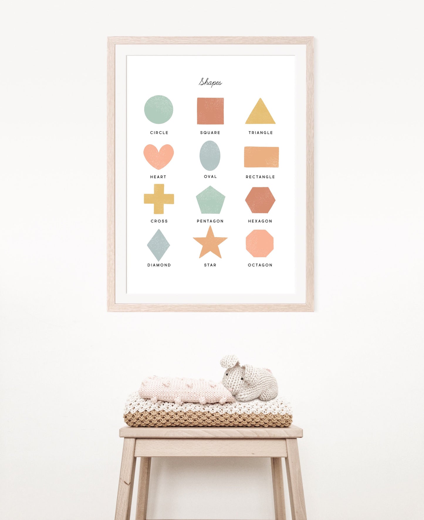 Shapes Chart Illustration Artwork Print Poster| Calming Corner, Montessori, Education, Nursery, Classroom Poster| Download Printable Art |