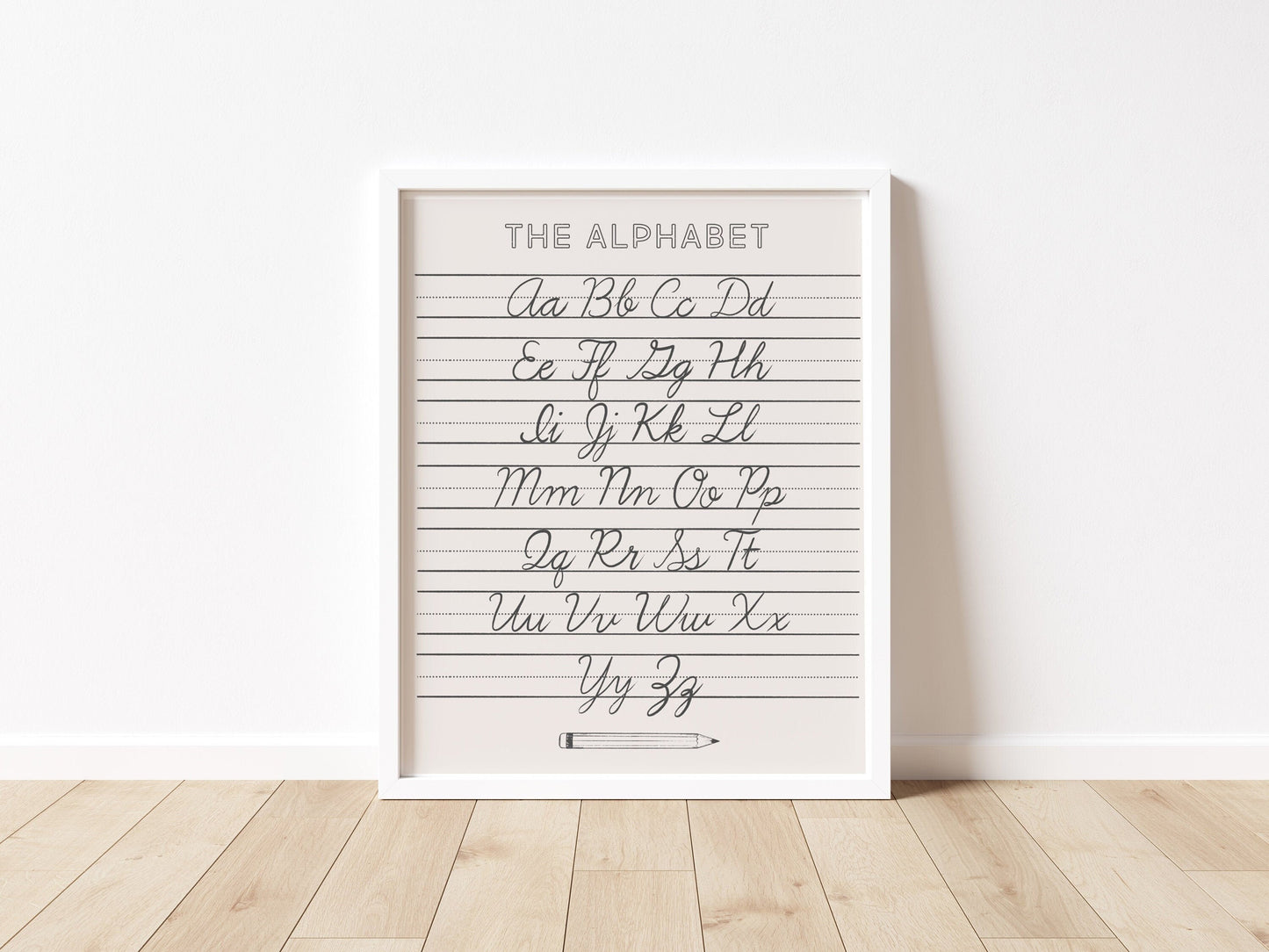 Cursive Alphabet ABC Neutral Poster Print, Calming Corner Montessori Educational Homeschool Wall Art Classroom Decor Download Printable