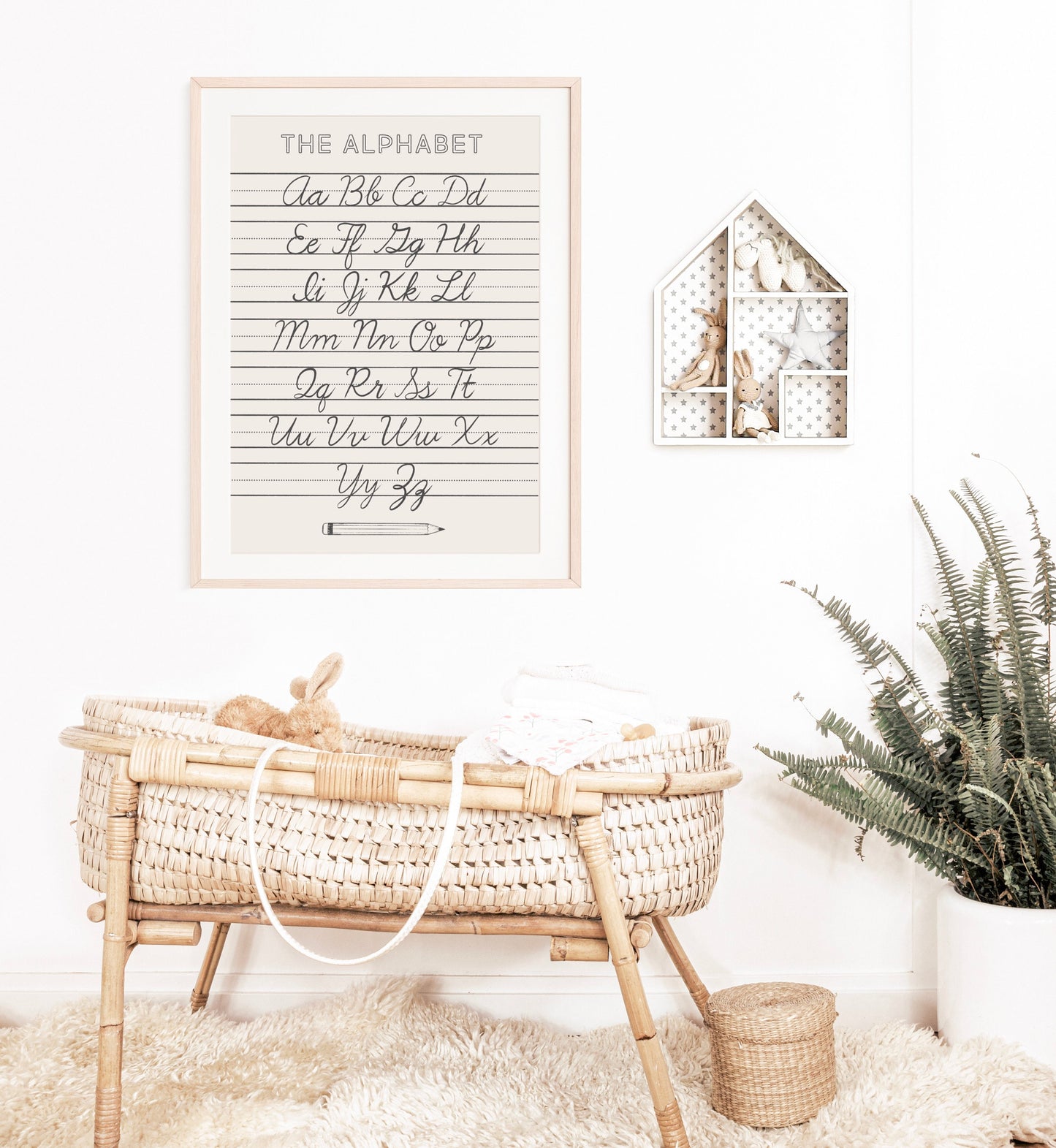 Cursive Alphabet ABC Neutral Poster Print, Calming Corner Montessori Educational Homeschool Wall Art Classroom Decor Download Printable
