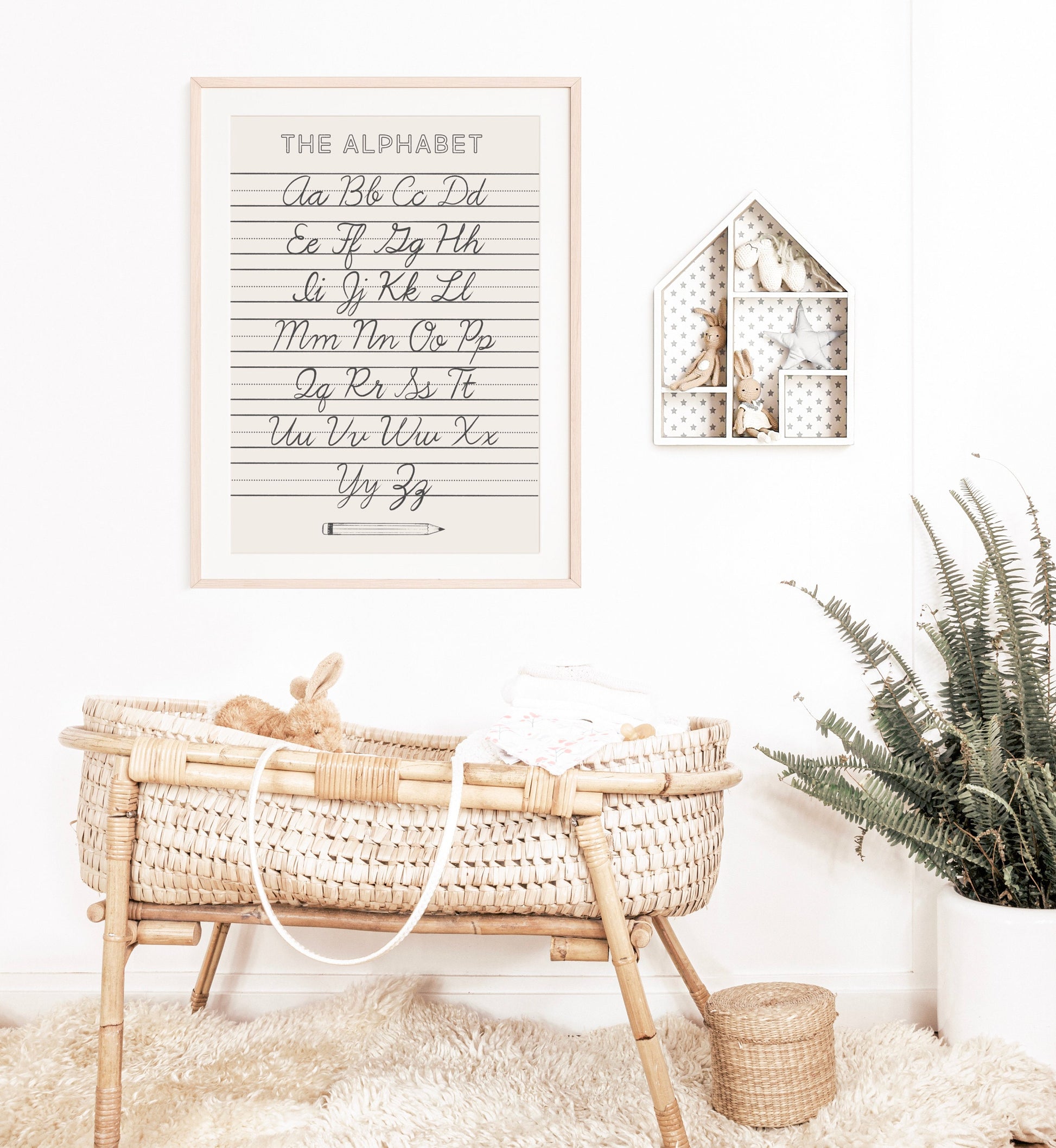 Cursive Alphabet ABC Neutral Poster Print, Calming Corner Montessori Educational Homeschool Wall Art Classroom Decor Download Printable