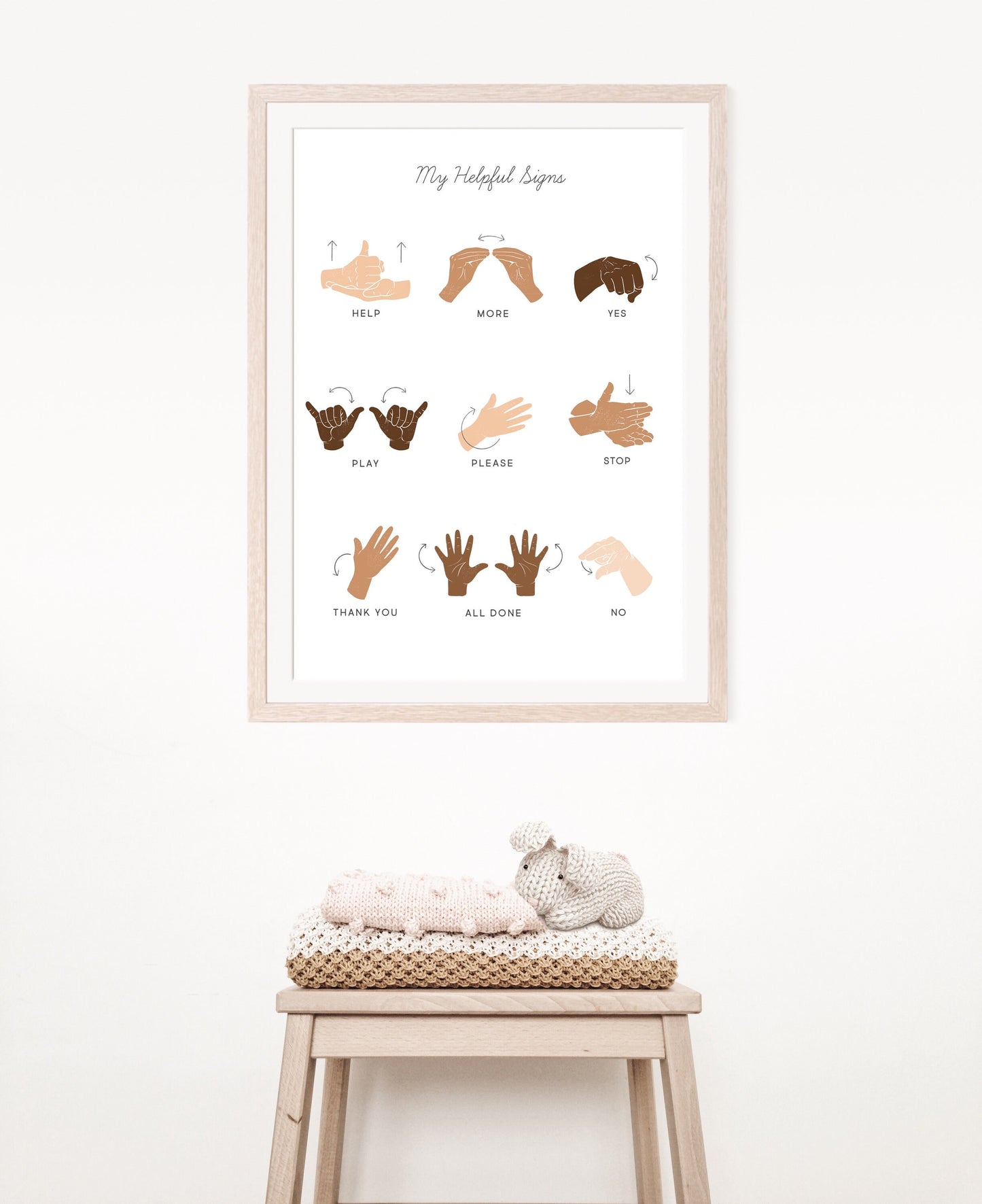 ASL Sign Language Manners & Basic Signs | Calming Corner Montessori Educational Homeschool Wall Art Classroom Decor Download Printable