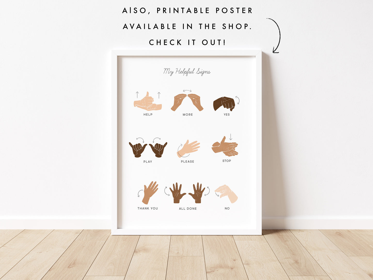 ASL American Sign Language Flash Cards | Calming Corner, Montessori, Education, Nursery, Preschool, Classroom Poster| Download PRINTABLE Art