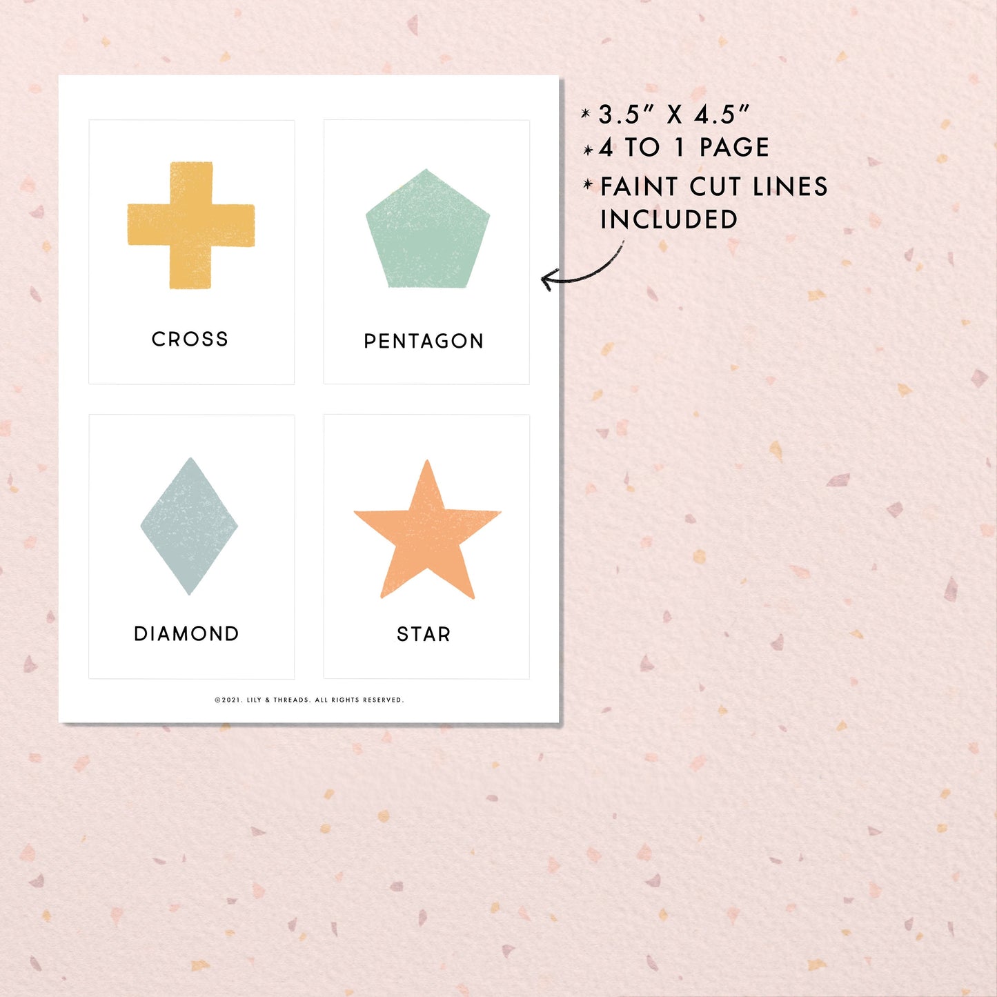 Shapes Flash Cards | Calming Corner, Montessori, Education, Nursery, Classroom Poster| Download PRINTABLE Art | 3.5” x 4.5” | Shapes Digital