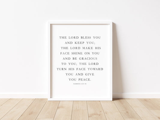 The Lord Bless You and Keep You, Numbers 6:24-26 Scripture, Bible Wall Art, Christian, Jesus, Bible Verse Print, The Blessing, Biblical Art