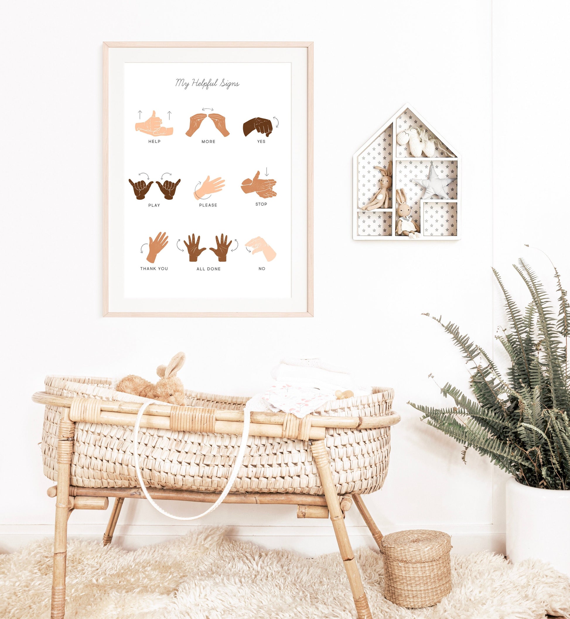 ASL Sign Language Manners & Basic Signs | Calming Corner Montessori Educational Homeschool Wall Art Classroom Decor Download Printable