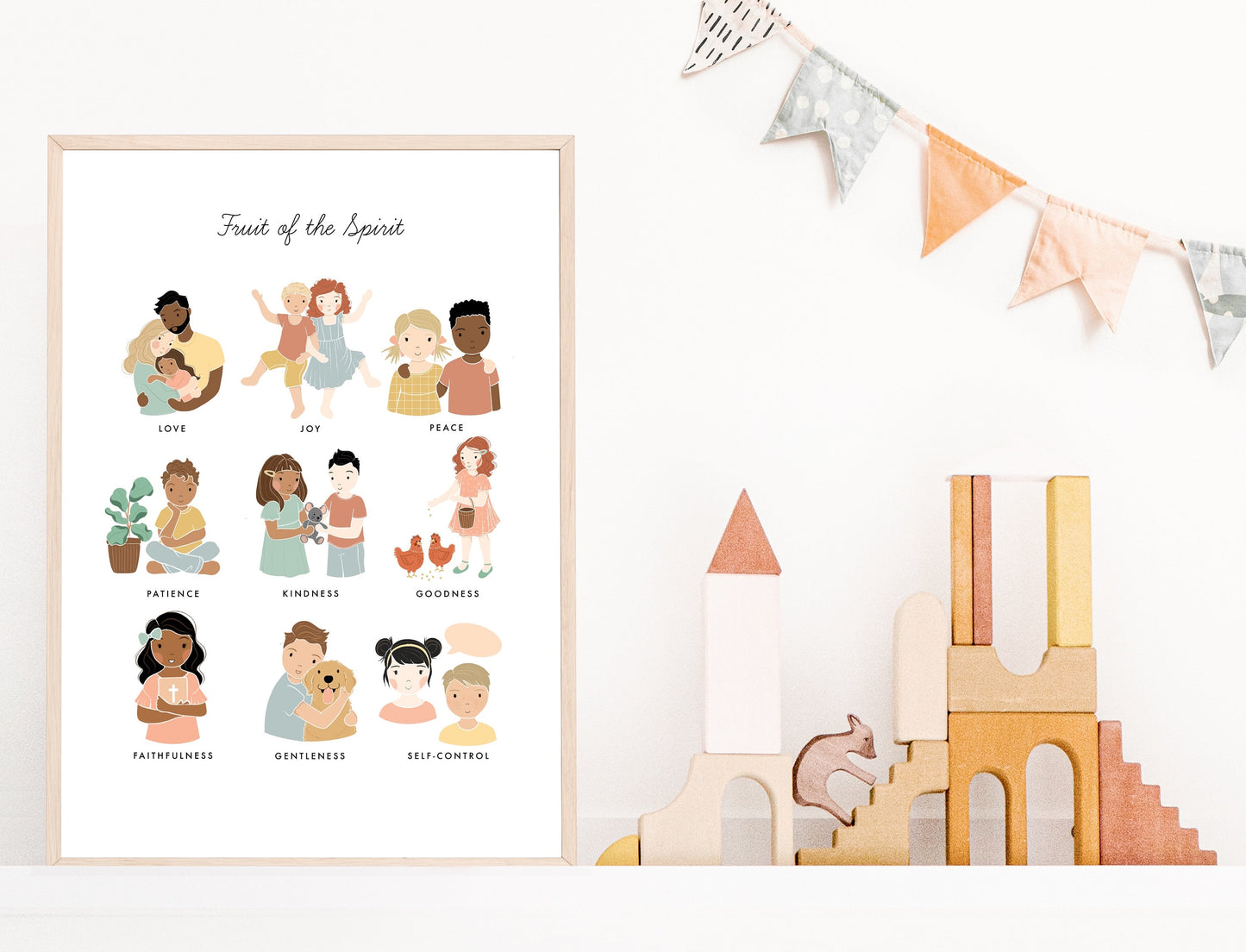 Fruit of the Spirit Artwork Poster| Calming Corner, Montessori, Bible Jesus Christian Kids, Nursery, Church Poster| Download Printable Art