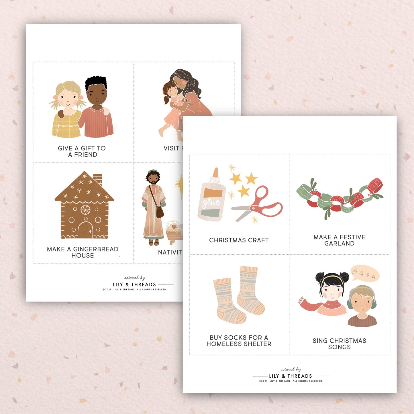 Editable Printable Advent Calendar Cards Activity Christmas Holiday Countdown Cards | Kids Toddler Homeschool Christian | Download PRINTABLE