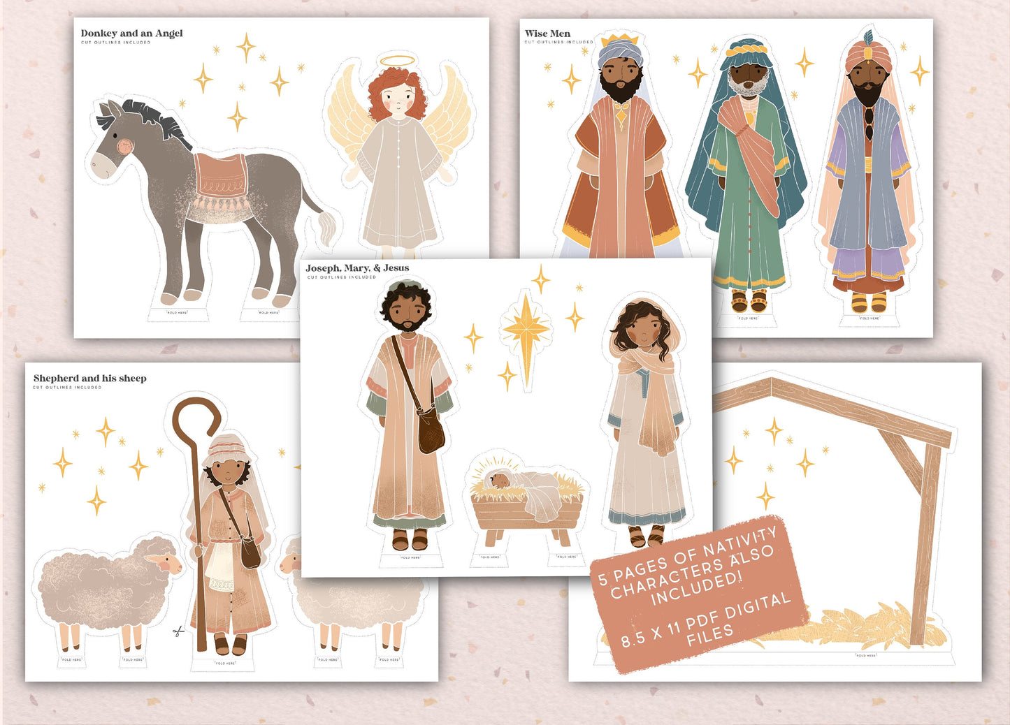 Editable Nativity Christmas Advent Scripture Cards Nativity Kids Activity Paper Dolls Homeschool Christian Bible Jesus | Download PRINTABLE