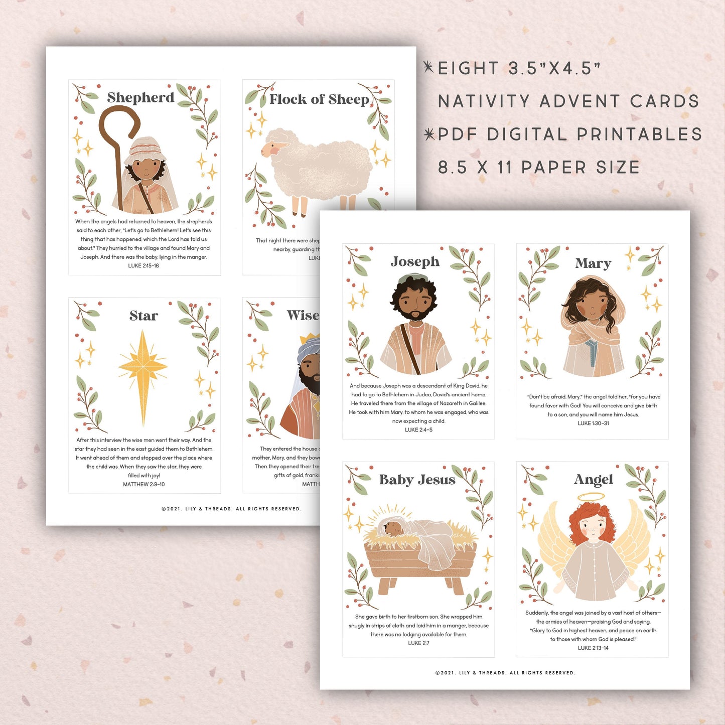 Editable Nativity Christmas Advent Scripture Cards Nativity Kids Activity Paper Dolls Homeschool Christian Bible Jesus | Download PRINTABLE