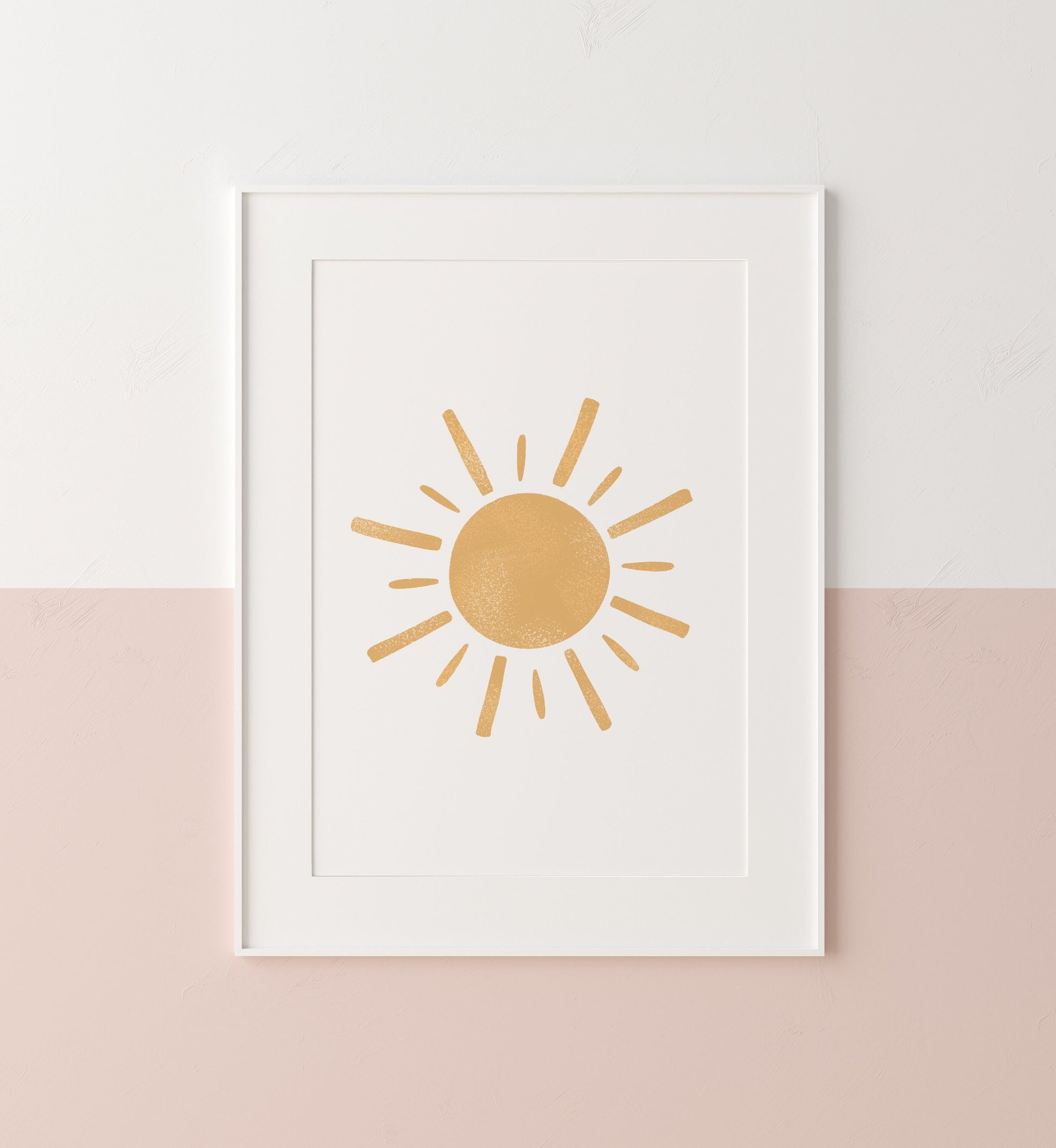 Neutral Boho Sun Sunshine Block Print Download Printable Nursery Decor Baby Toddler Room Playroom Minimalist Print Artwork