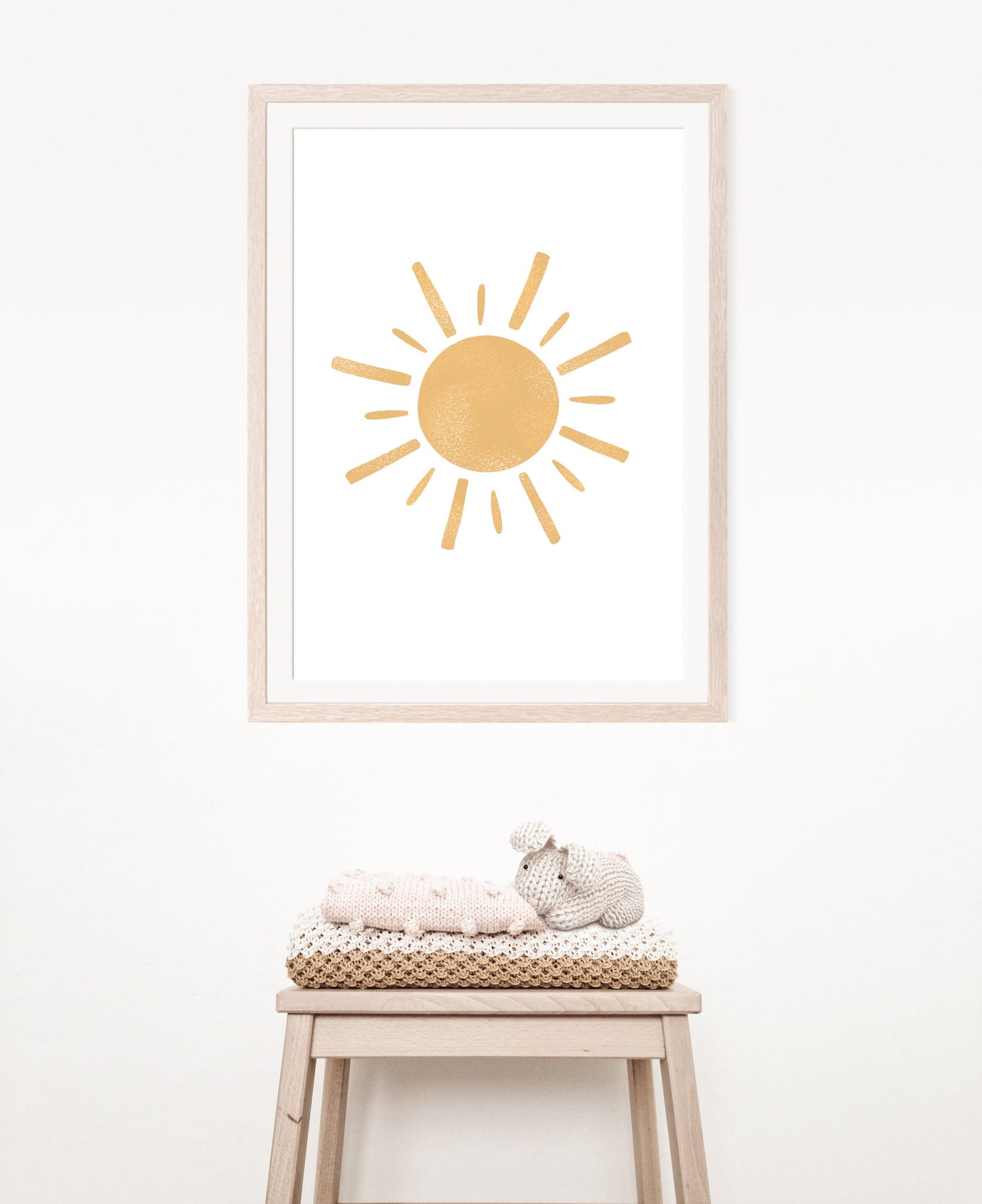 Neutral Boho Sun Sunshine Block Print Download Printable Nursery Decor Baby Toddler Room Playroom Minimalist Print Artwork